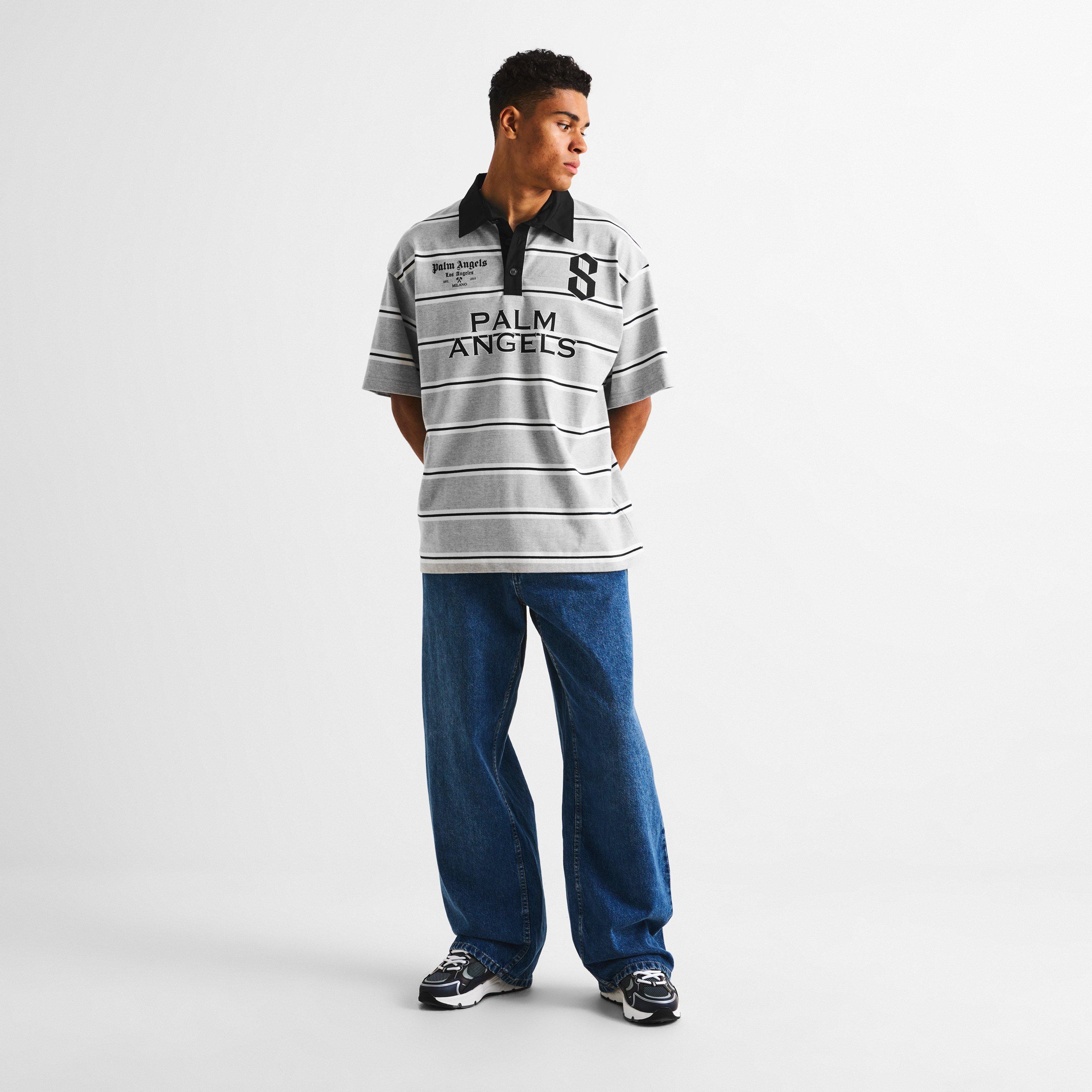 Grey/Black - Palm Angels - Palm Stripe Polo Sn61 - 5