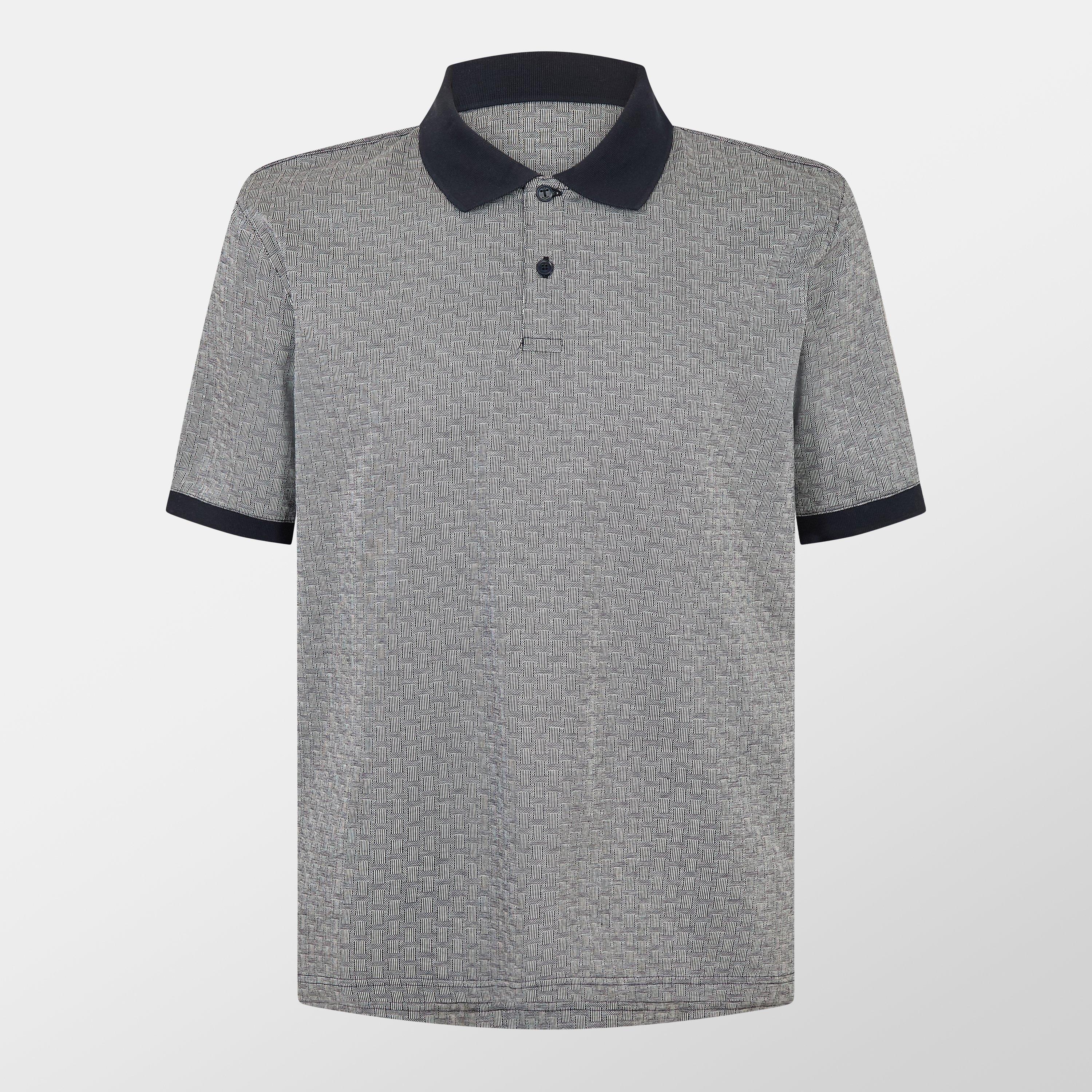 Navy - Ted Baker - Men's Auguso Jacquard Short-Sleeve Polo Shirt - 1