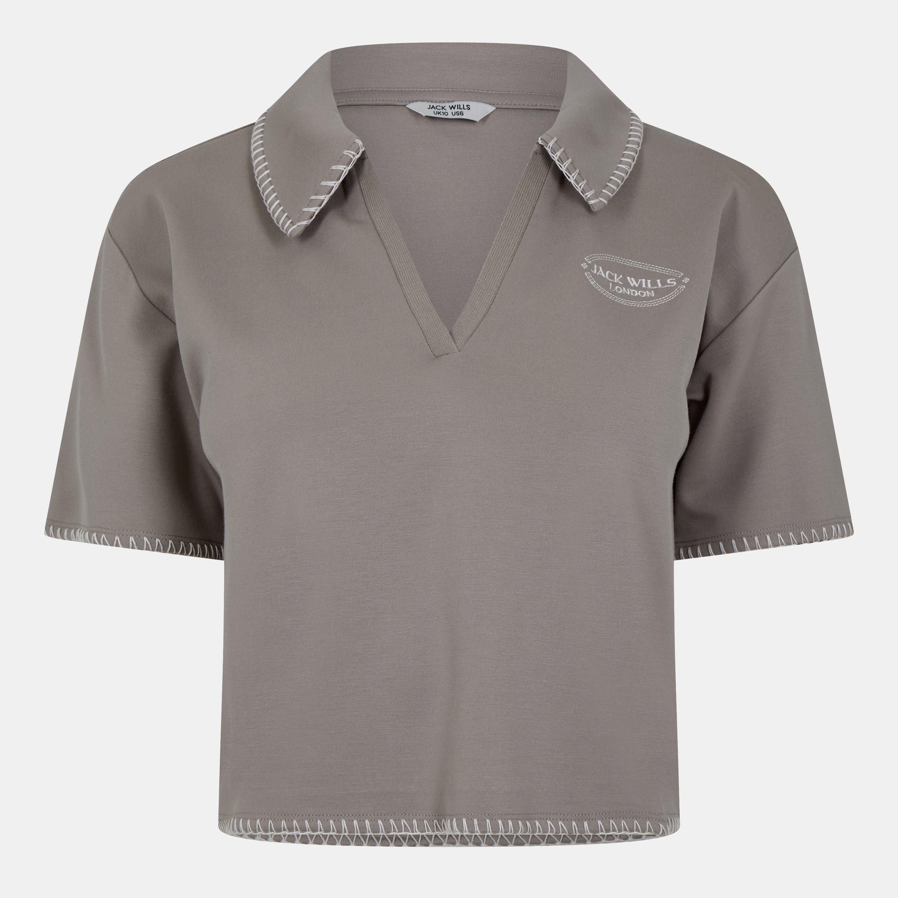 Taupe - Jack Wills - Women's JW Short-Sleeve Polo Shirt - 1
