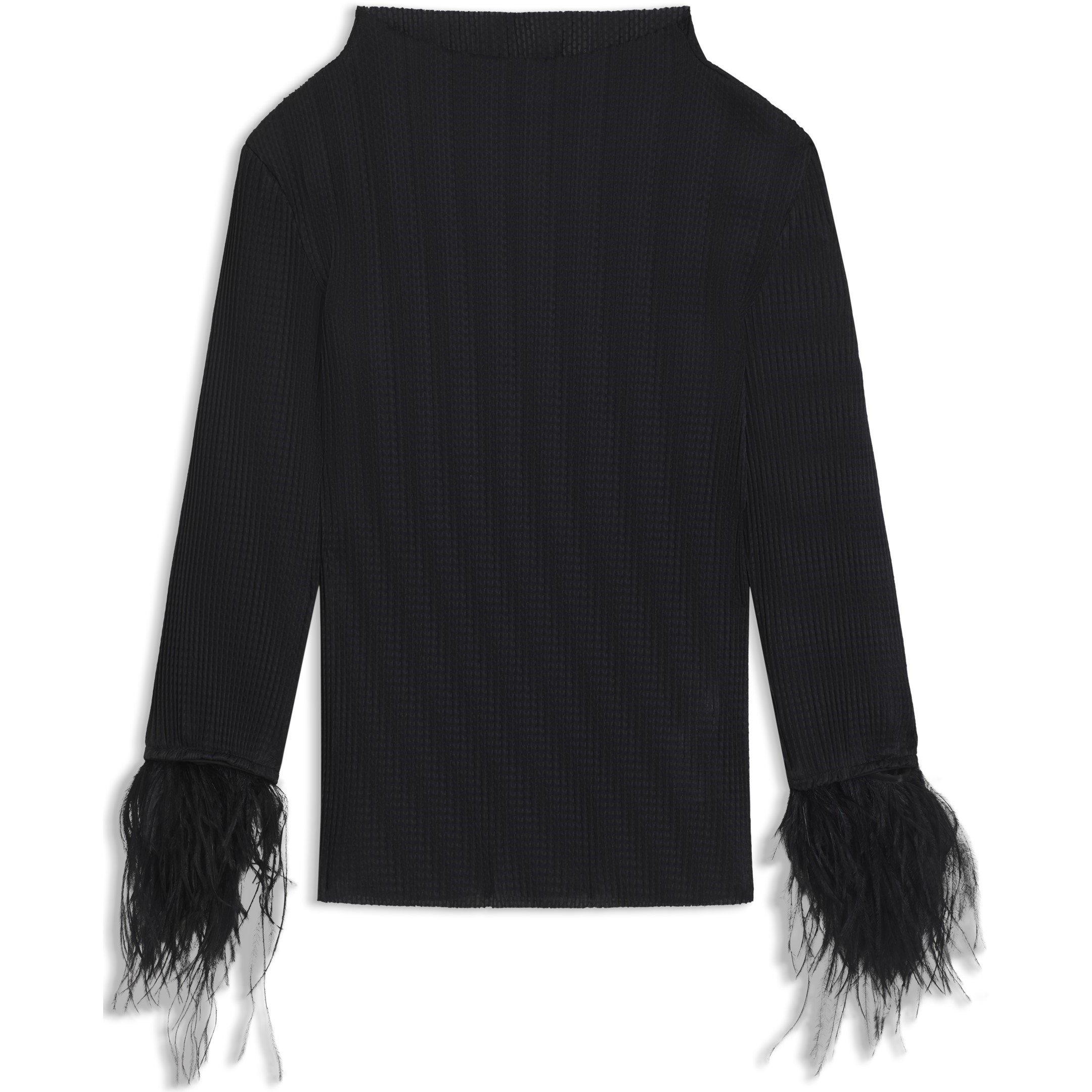 Black 001 - Boss - Detachable Feather Cuff Jumper
