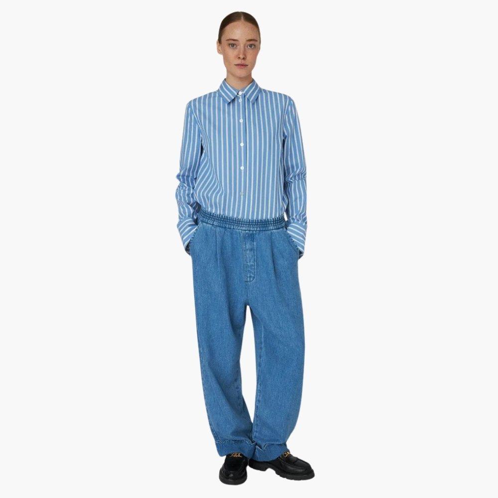 Stella Nova Stella Nova Washed Blue Low-Waist Pants with Scallop Edge - Light Blue - 302 Light Blue - Size 38 (M)