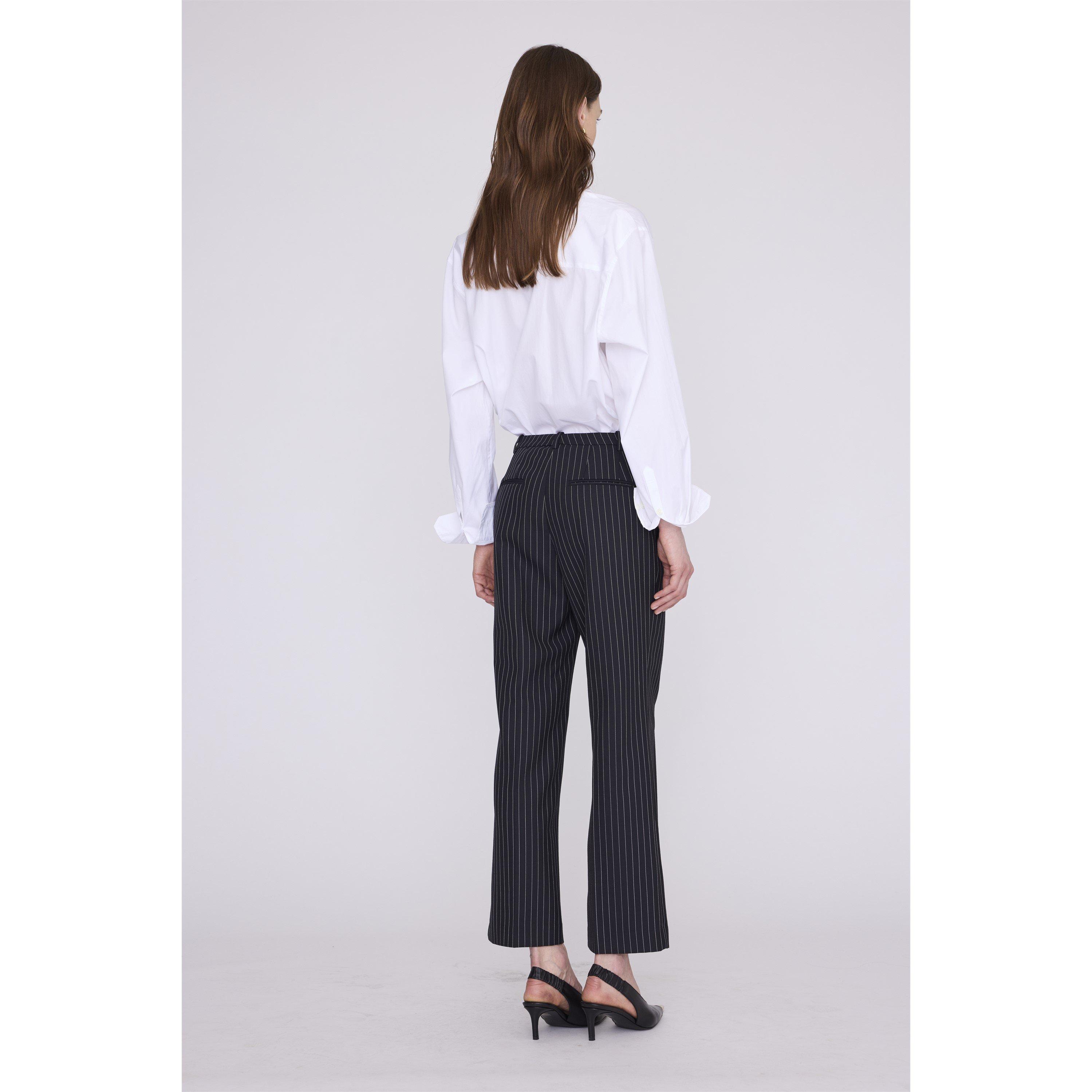 Anine Bing | Women's Pinstripe Wool Cropped Straight-Leg Trousers ...