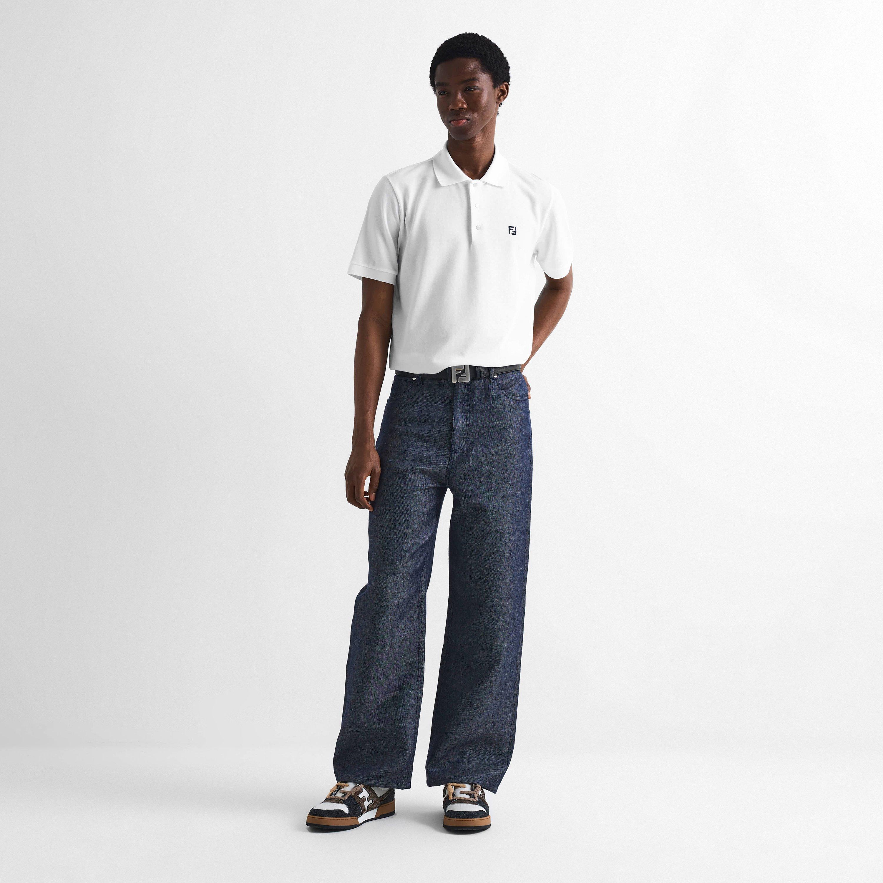 White/Blue - Fendi - Men's Short Sleeve Polo Shirt - 6