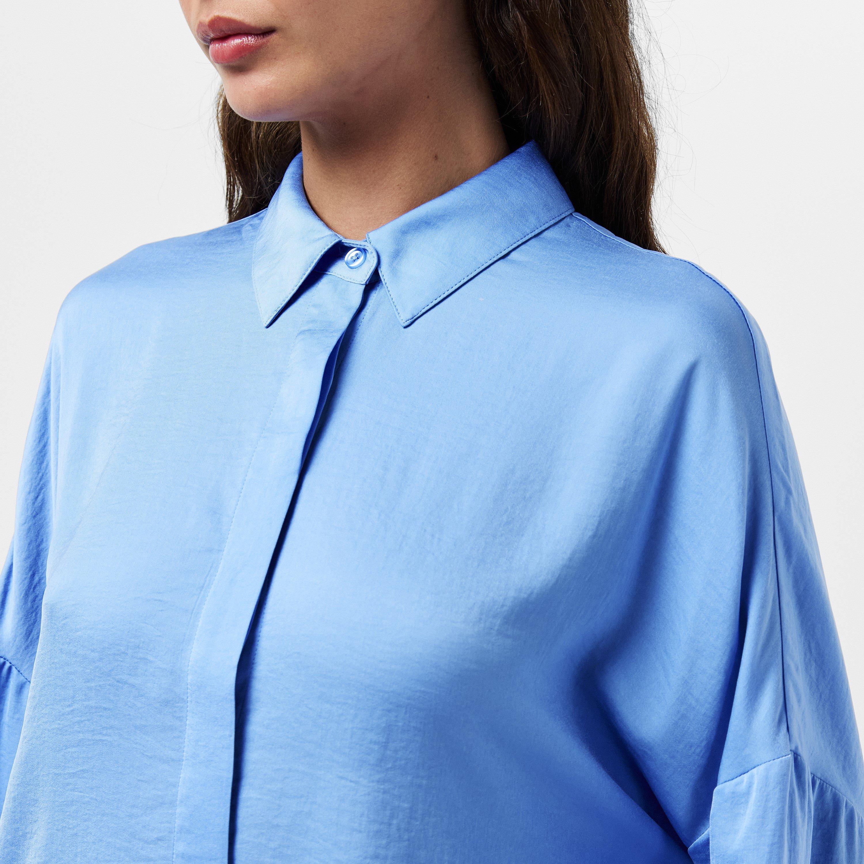 Cornflower Blue - French Connection - Women's Damasco Long-Sleeve Blouse - 5