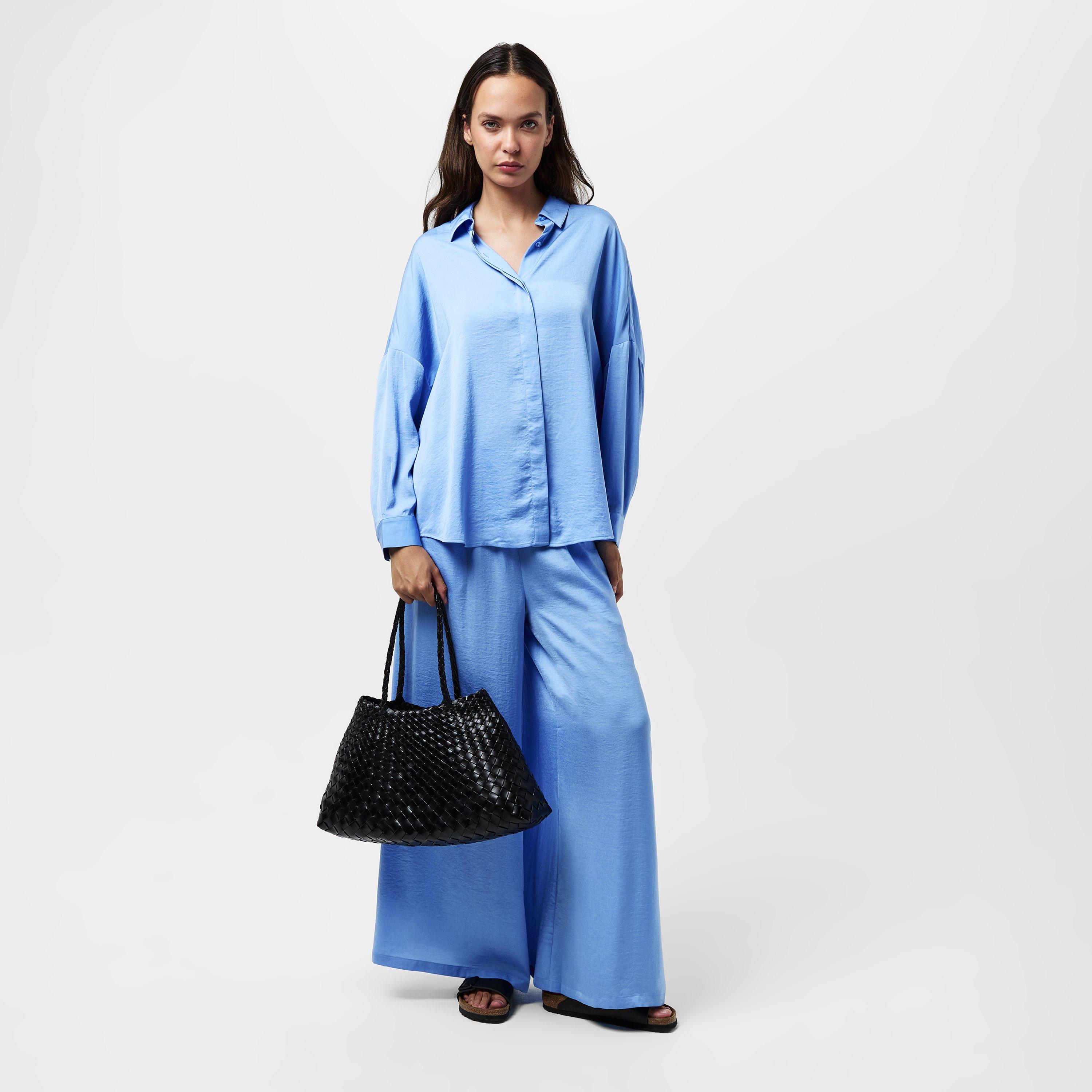 Cornflower Blue - French Connection - Women's Damasco Long-Sleeve Blouse - 6