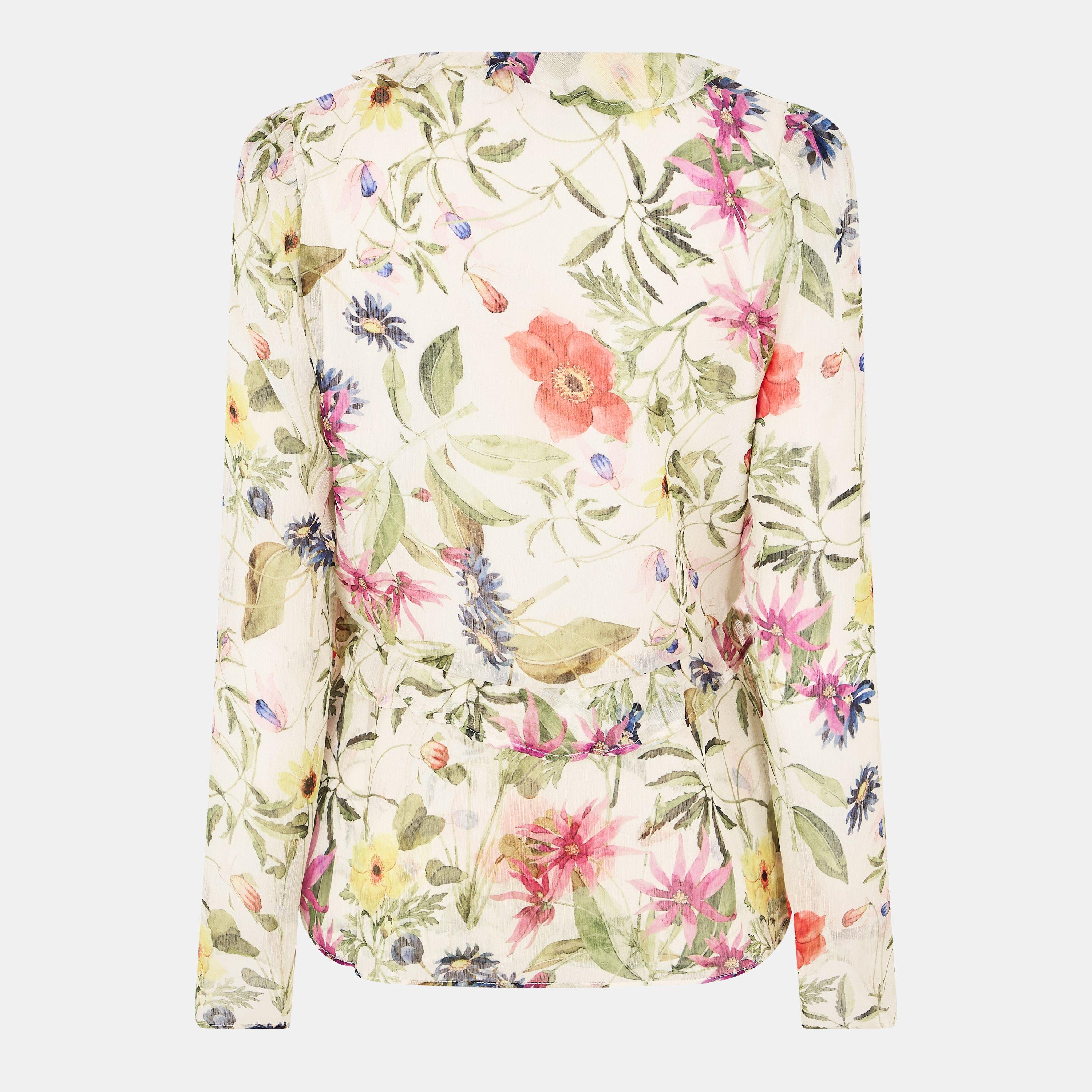 White Multi - French Connection - Women's FC Monica Long-Sleeve Blouse - 2