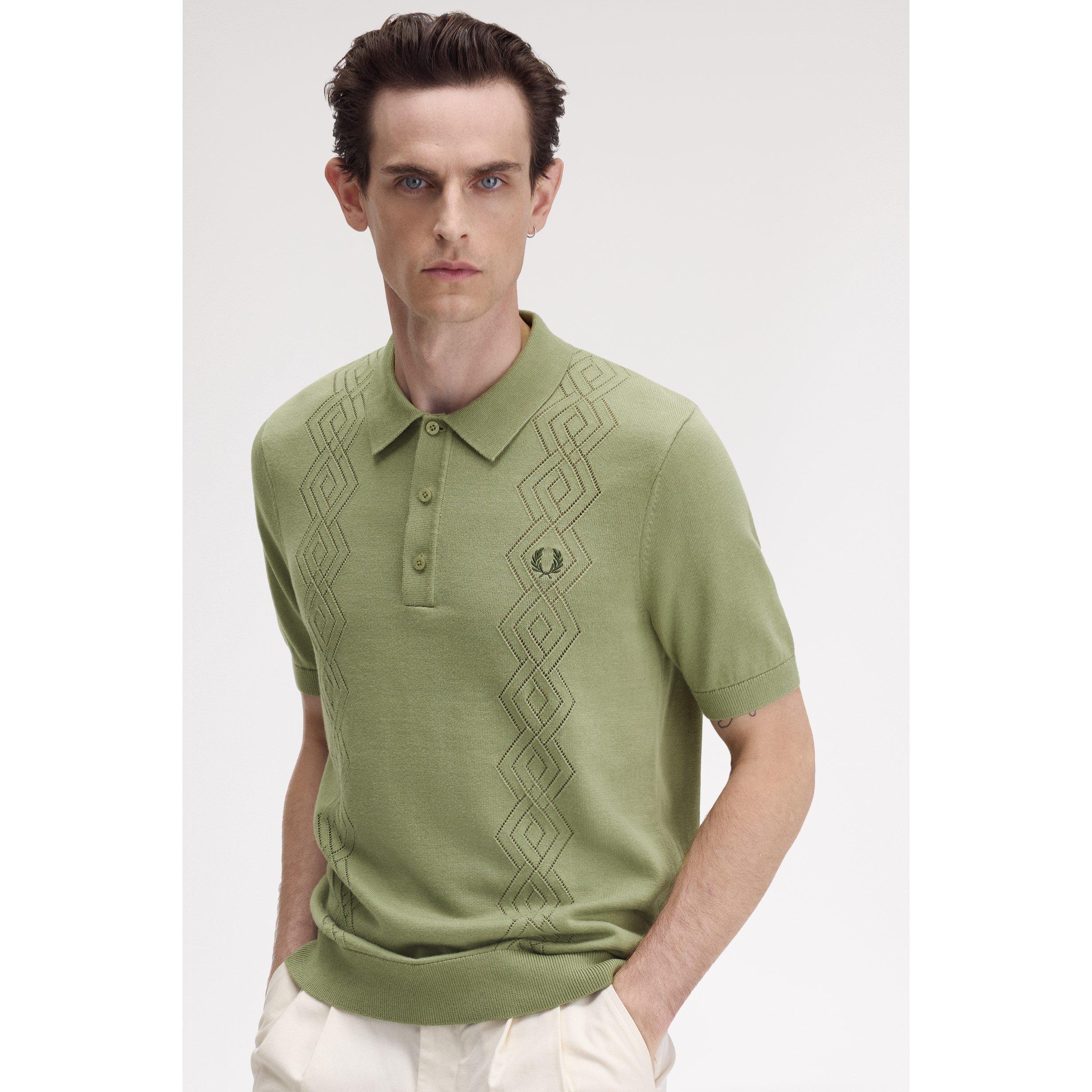 Olive Mint X88 - Fred Perry - Men's Pointelle Short-Sleeve Polo Shirt - 1