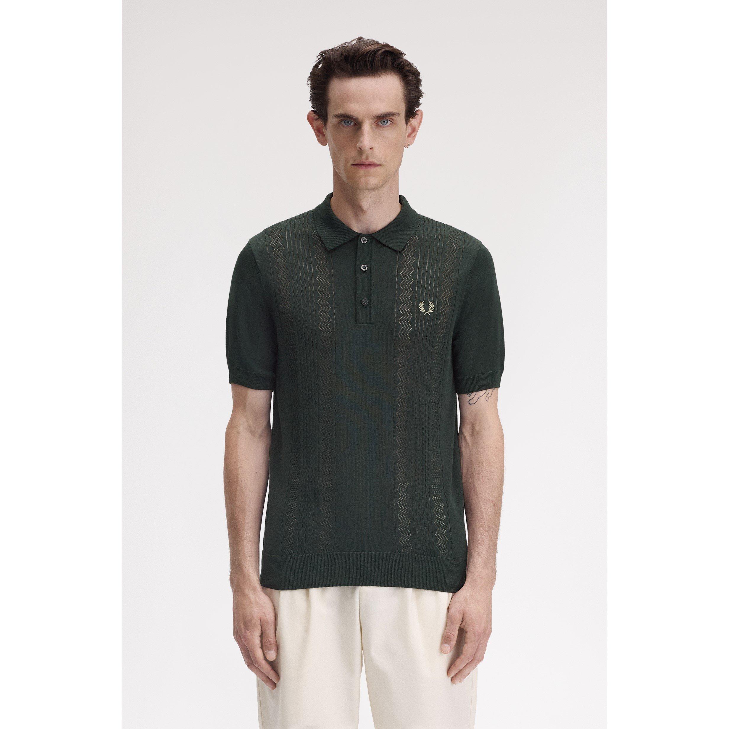 Night Green Q20 - Fred Perry - Men's Pointelle Knit Short-Sleeve Polo Shirt - 2