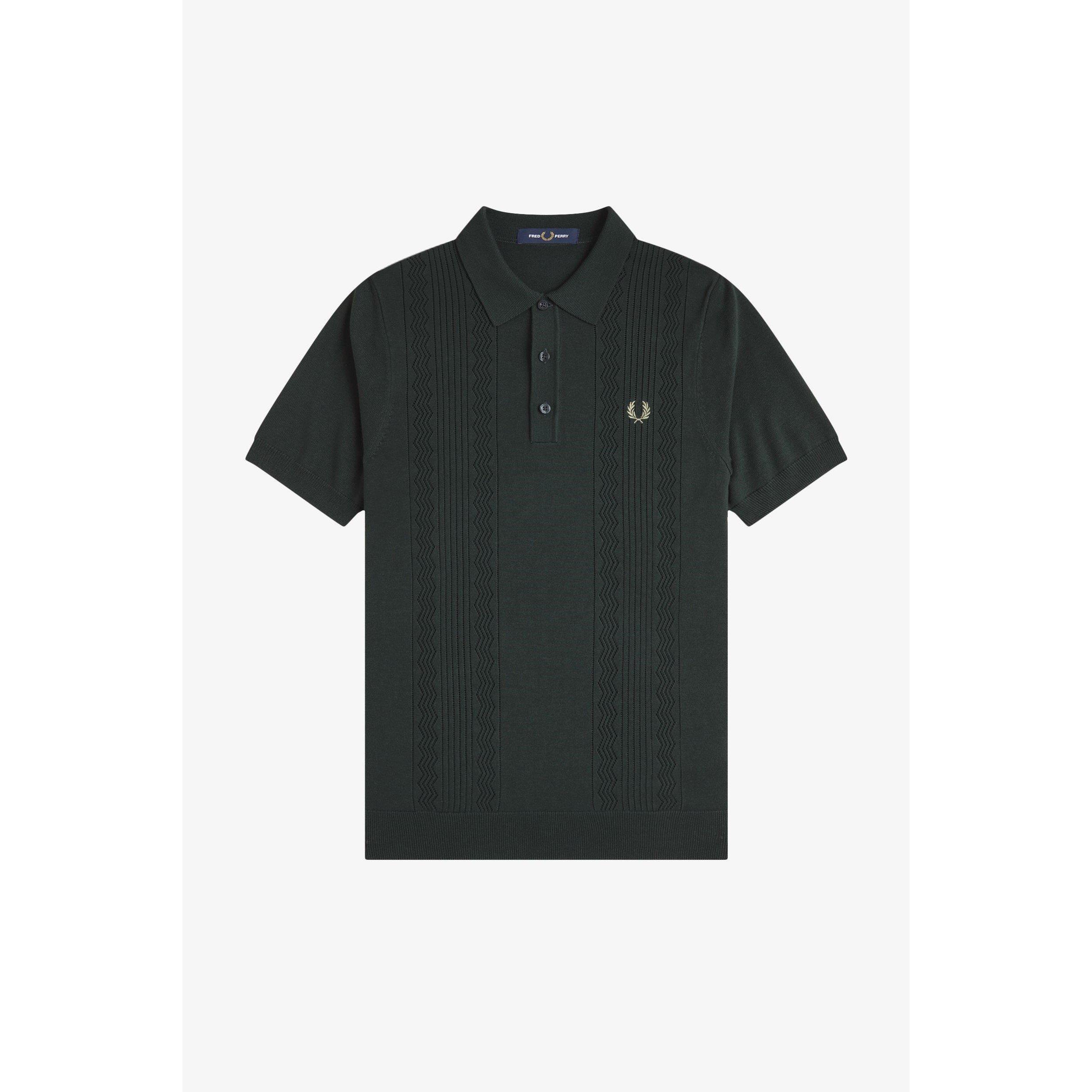 Night Green Q20 - Fred Perry - Men's Pointelle Knit Short-Sleeve Polo Shirt - 4