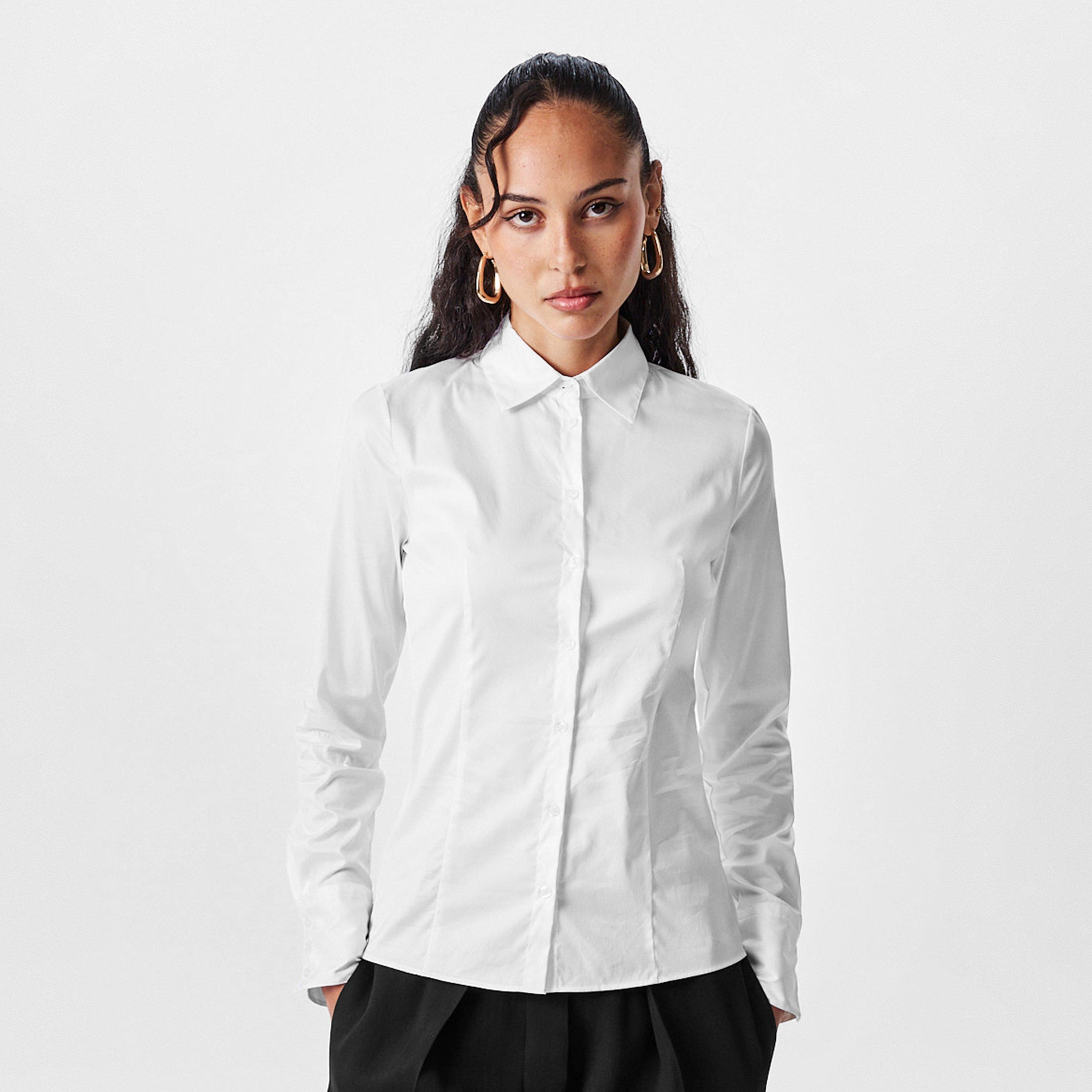 White - Hugo - Women's Long-Sleeve Fitted Blouse - 3