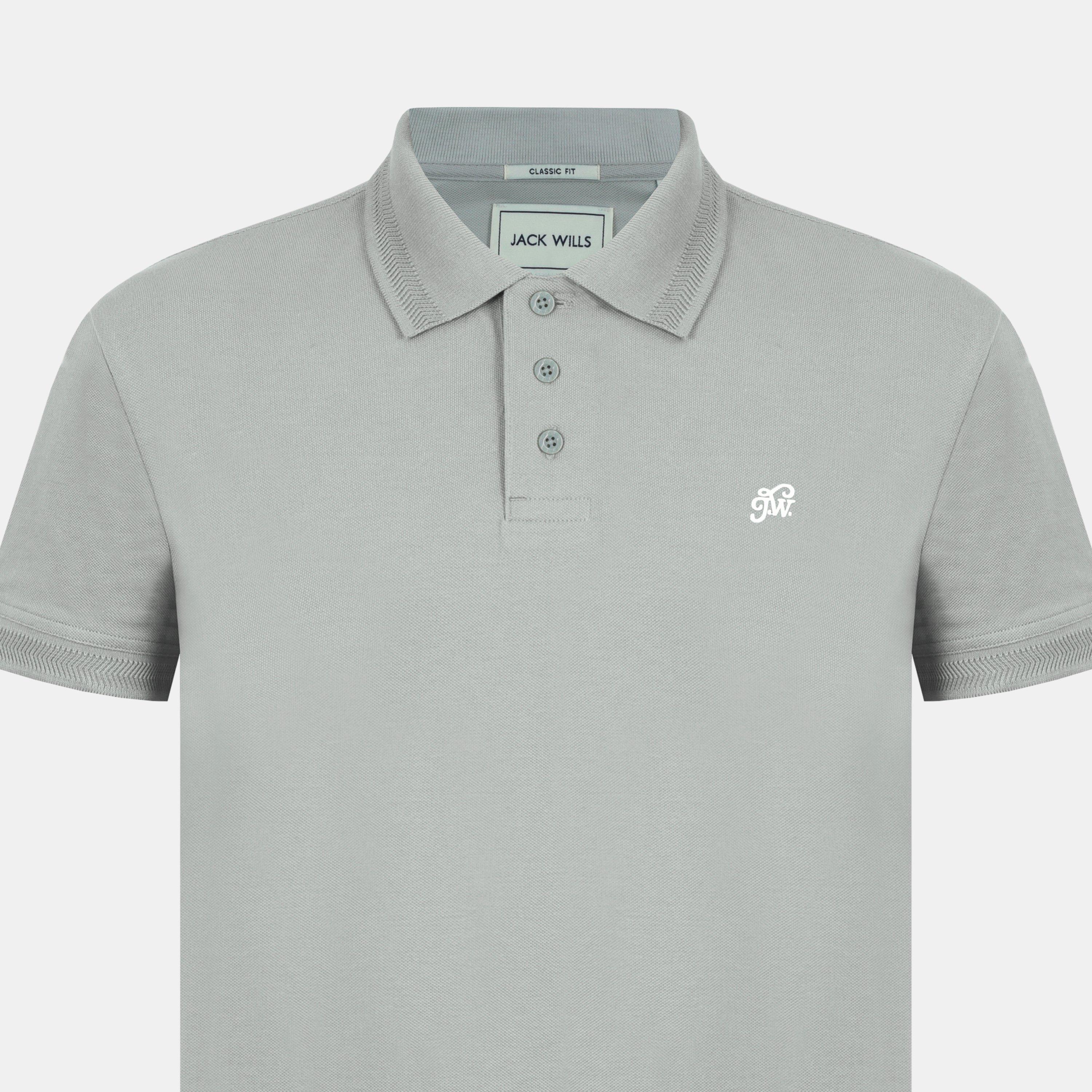 Cinzento - Jack Wills - Men's Fine Pique Cotton Short Sleeve Polo Shirt - 4