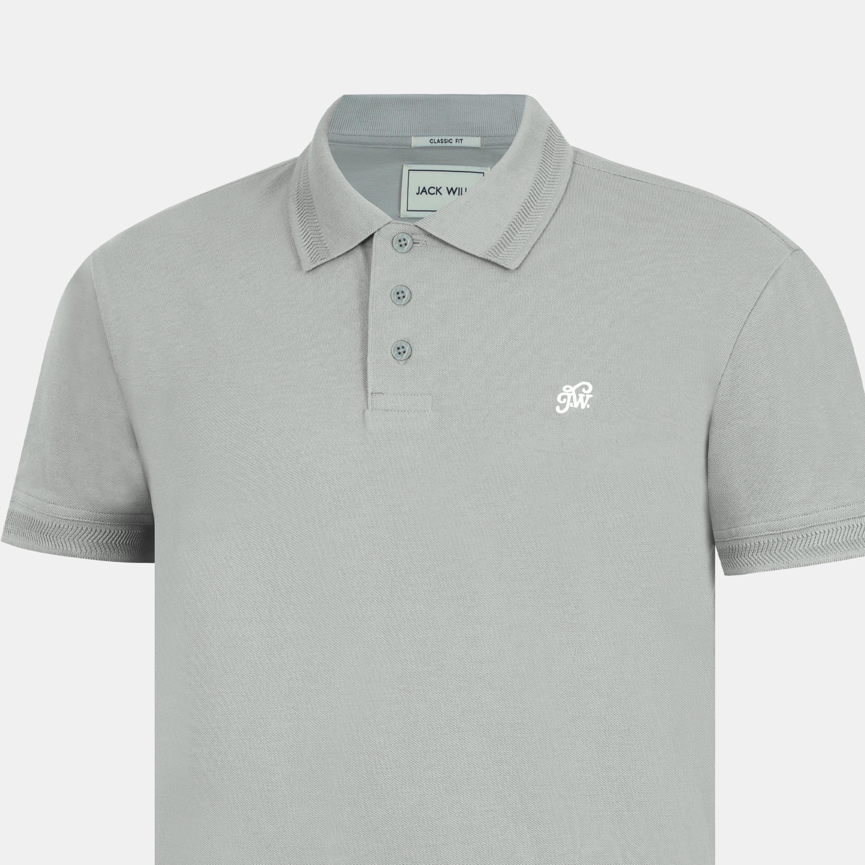 Cinzento - Jack Wills - Men's Fine Pique Cotton Short Sleeve Polo Shirt - 5