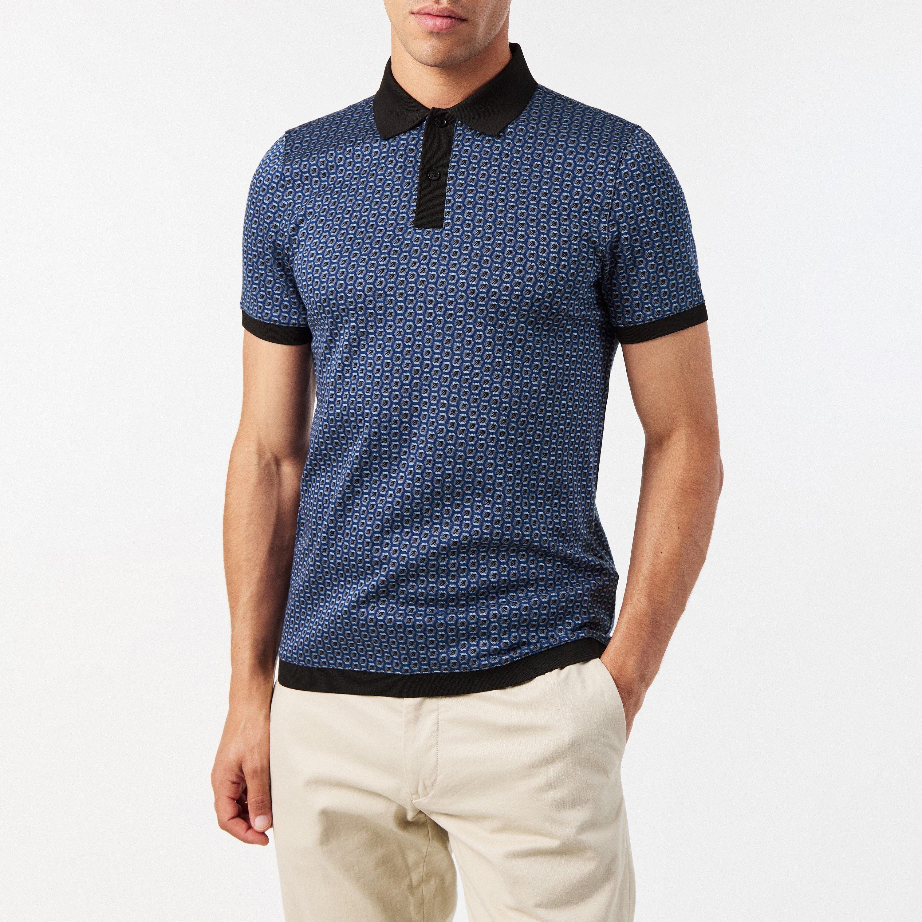 Dk-Blue - Ted Baker - Geo Short-Sleeve Polo Shirt - 3
