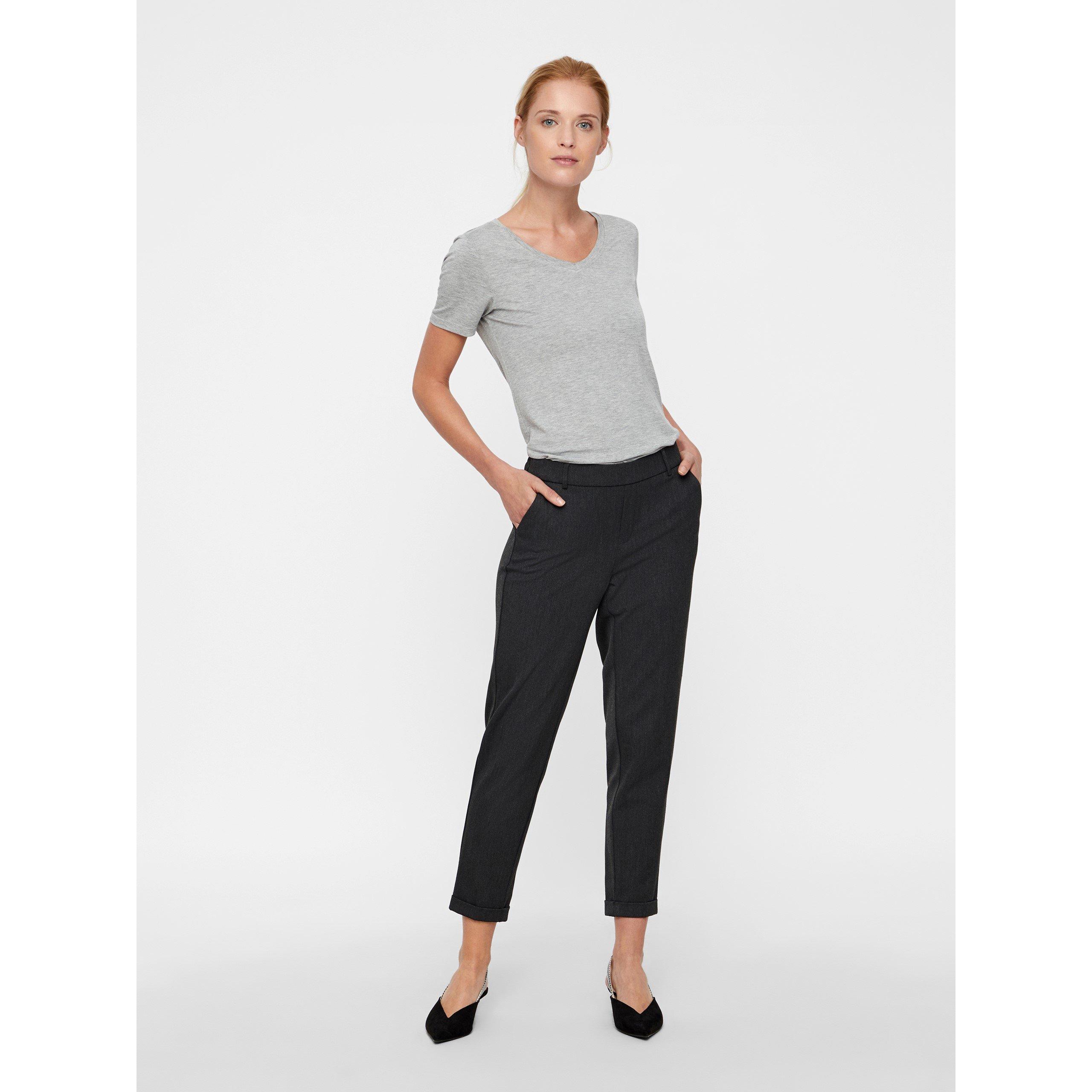 Vero Moda Women's Woven Straight Leg Trousers - Dark Grey - XL/P L28