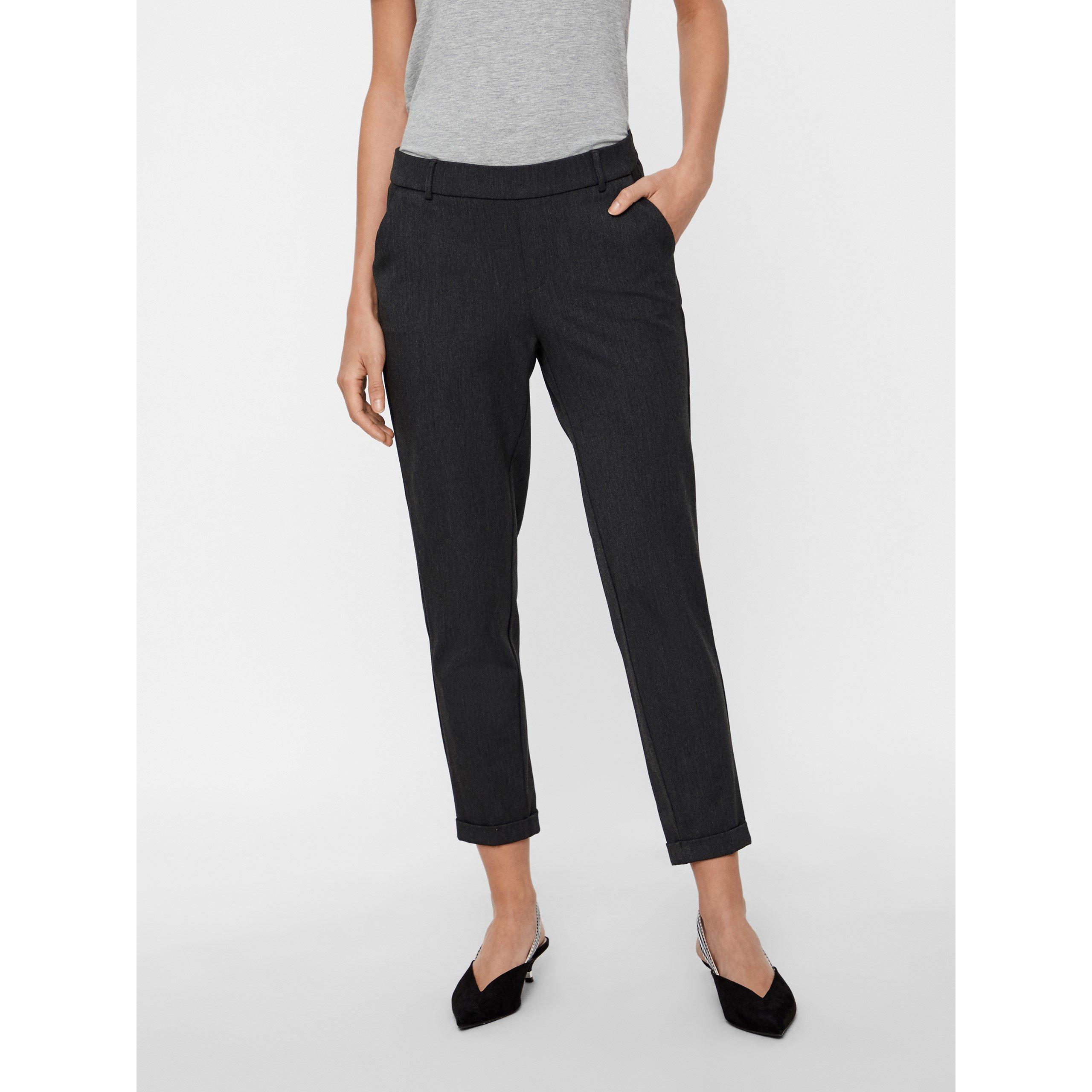 Dark Grey - Vero Moda - Women's Woven Straight Leg Trousers - 2