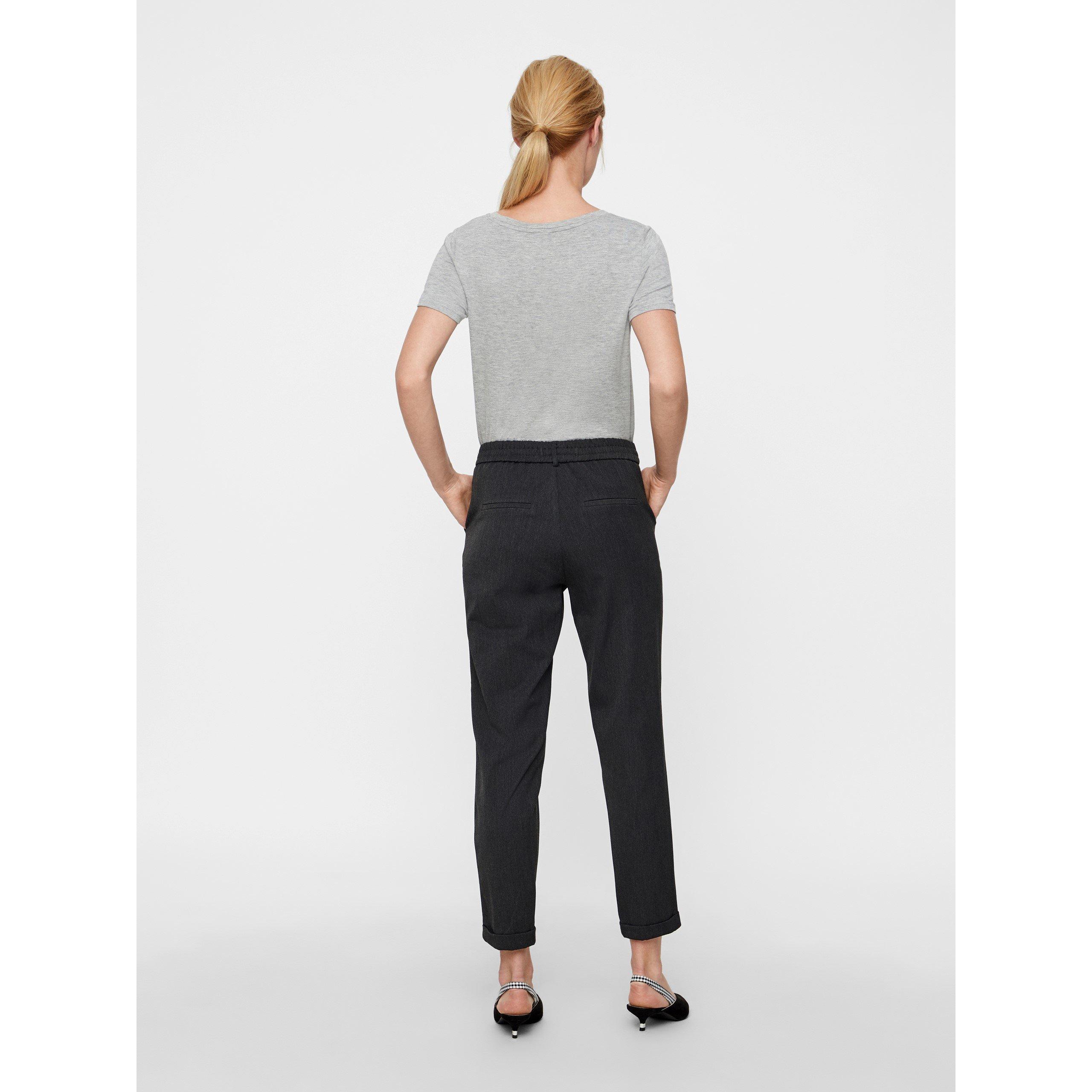 Dark Grey - Vero Moda - Women's Woven Straight Leg Trousers - 3
