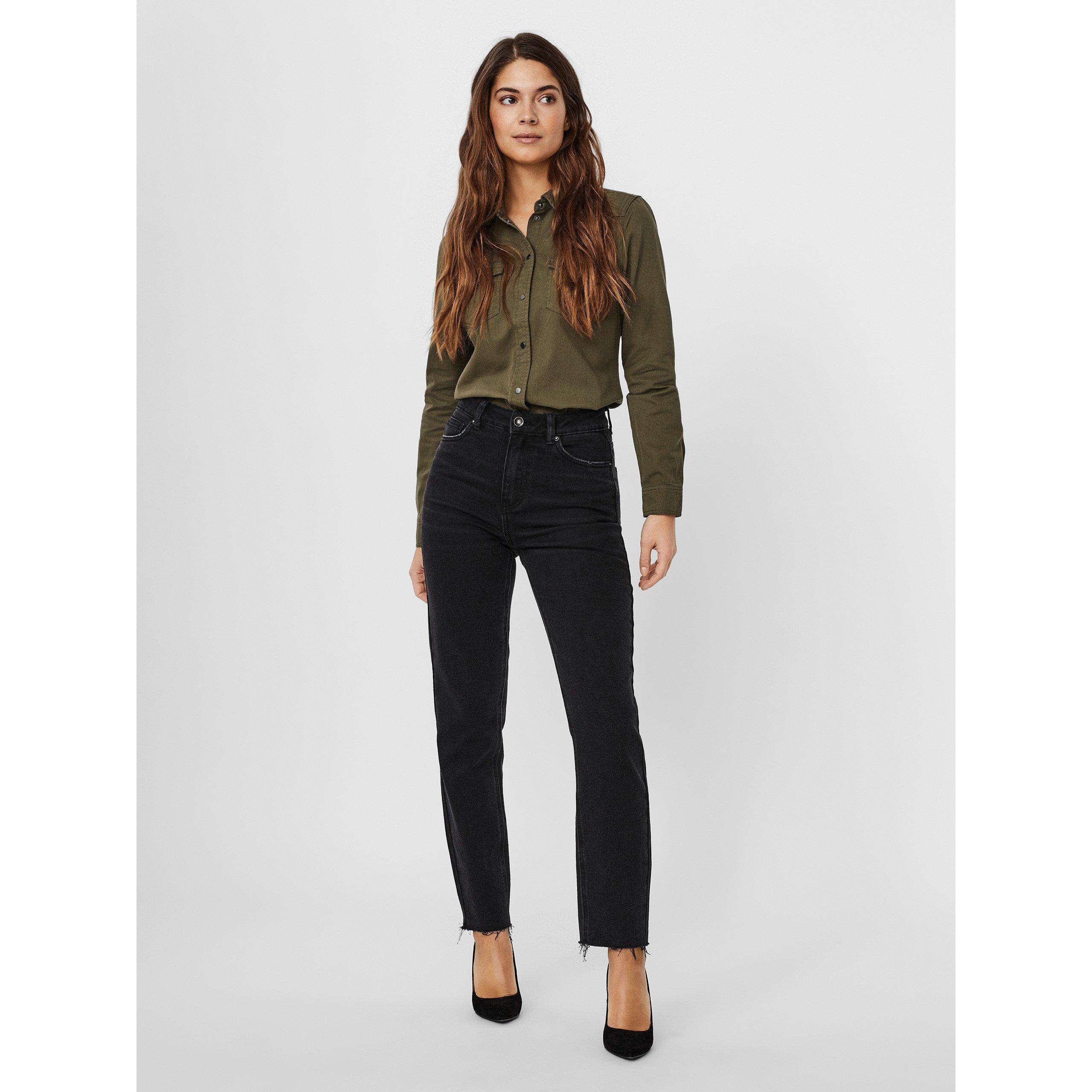 Sort Denim - Vero Moda - Women's Brenda High Rise Straight Leg Trouser - 2