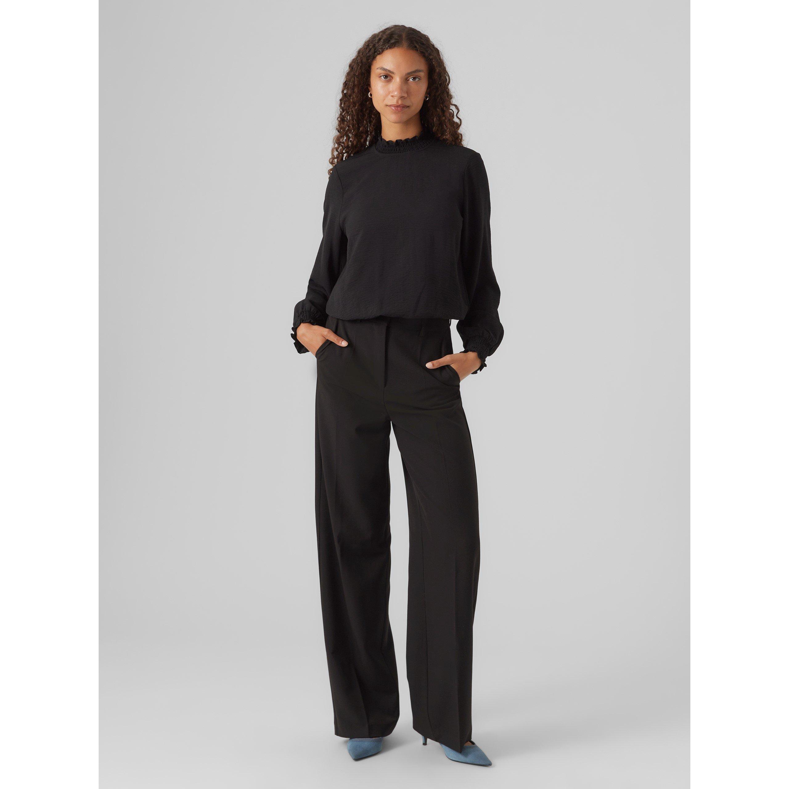 Black - Vero Moda - Women's Open Neck Long-Sleeve Blouse - 2