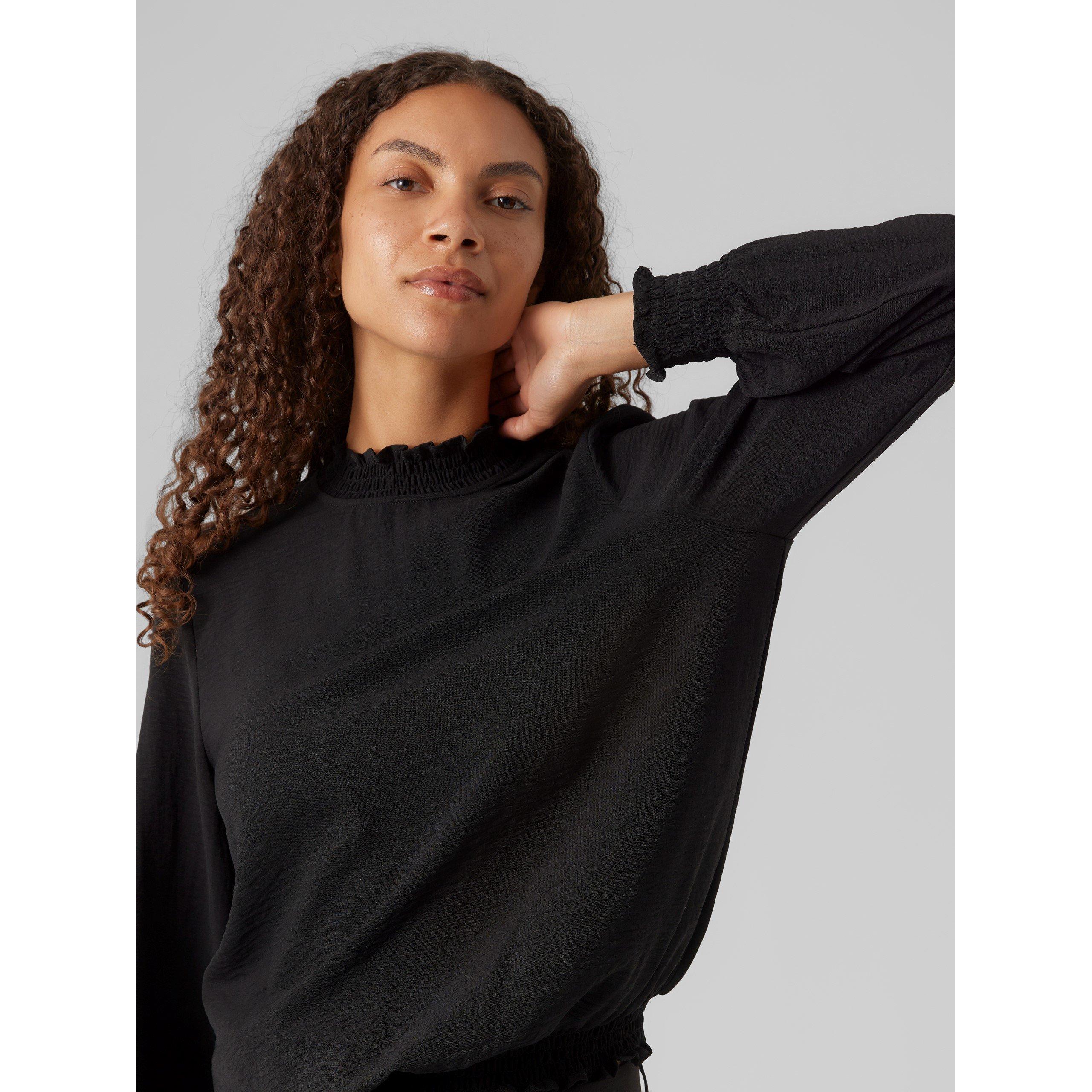 Black - Vero Moda - Women's Open Neck Long-Sleeve Blouse - 4