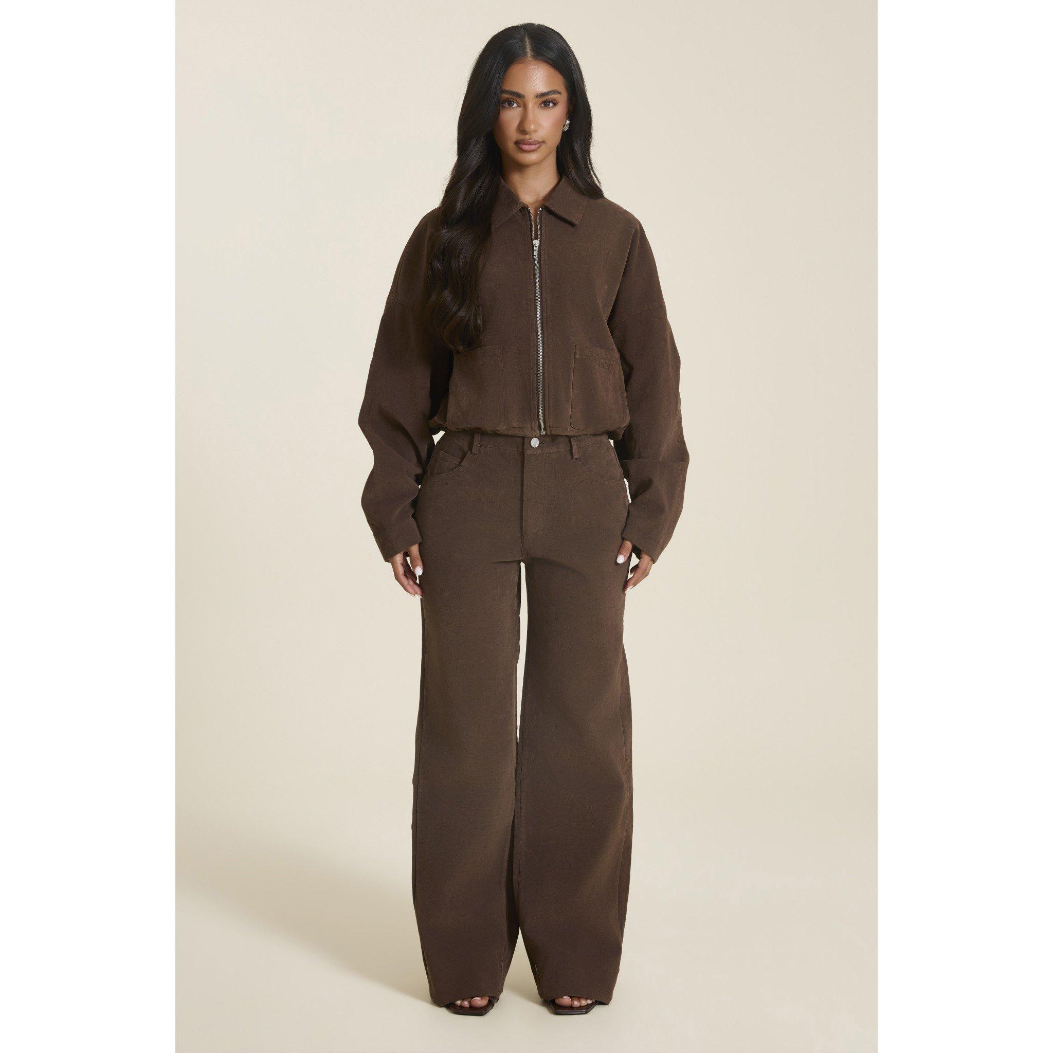 Women's Faux Suede Straight-Leg Trousers
