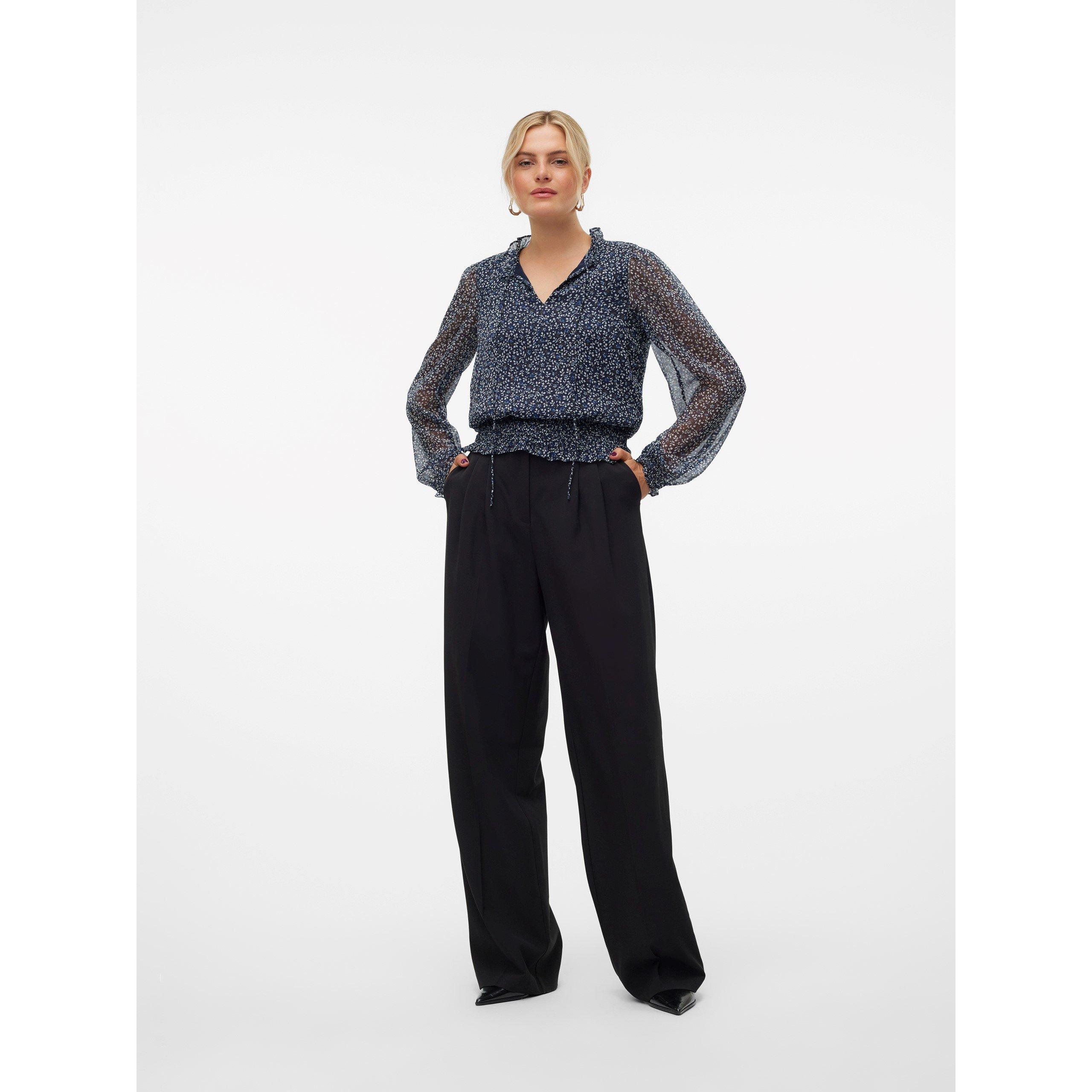 Navy Blazer - Vero Moda - Open Neck Blouse - 4