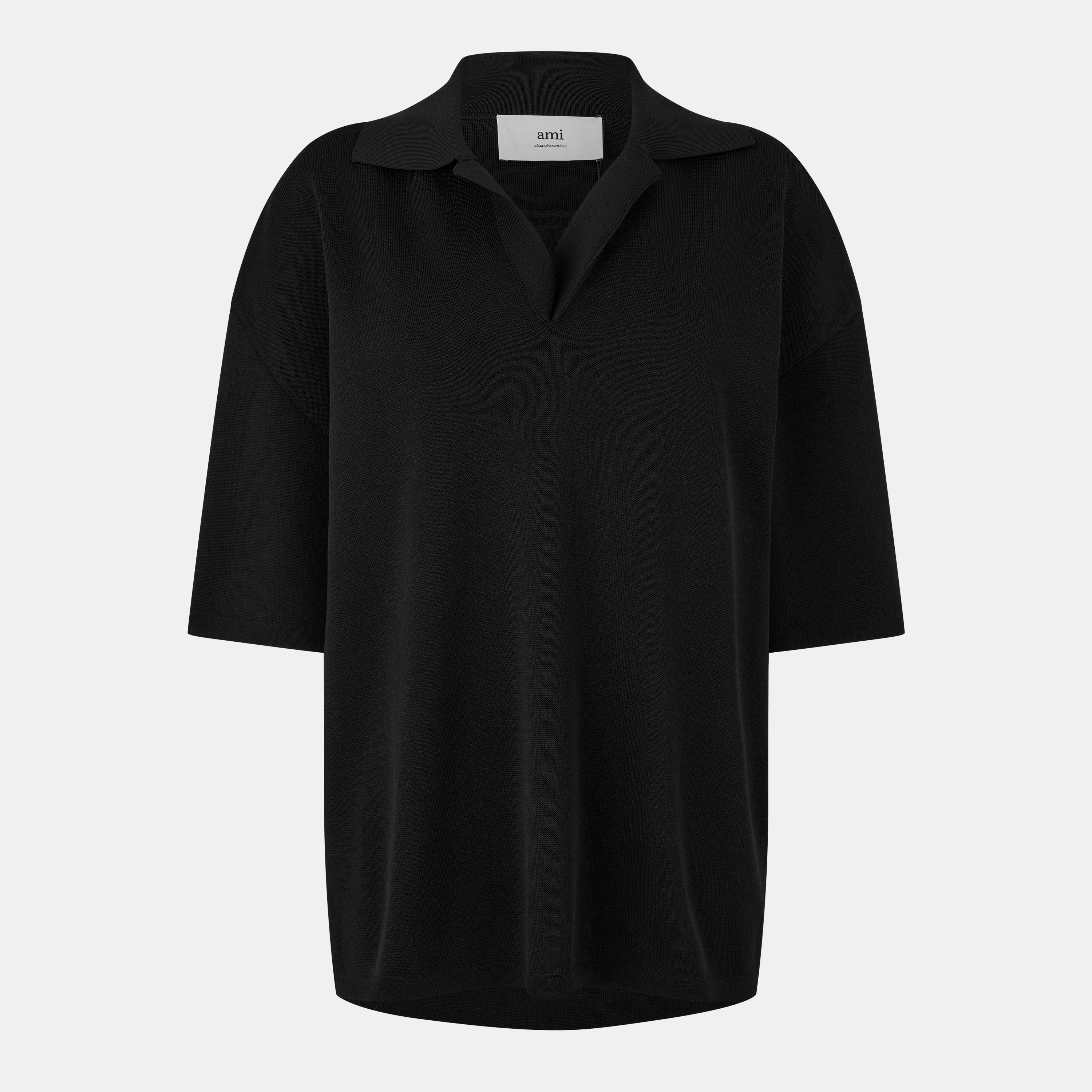 Black - Ami Paris - Women's Short Sleeve Polo Shirt - 1