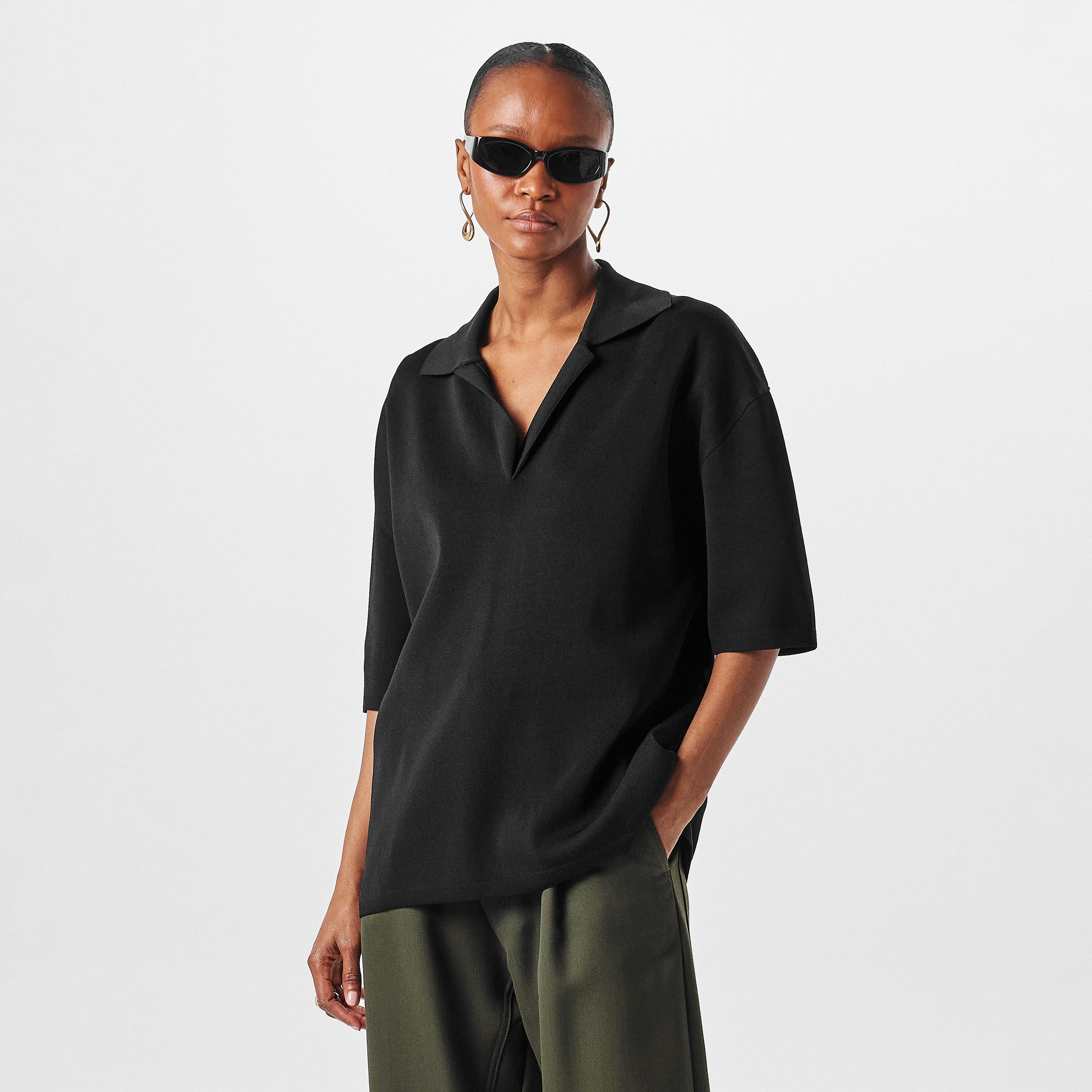 Black - Ami Paris - Women's Short-Sleeve Polo Shirt - 3