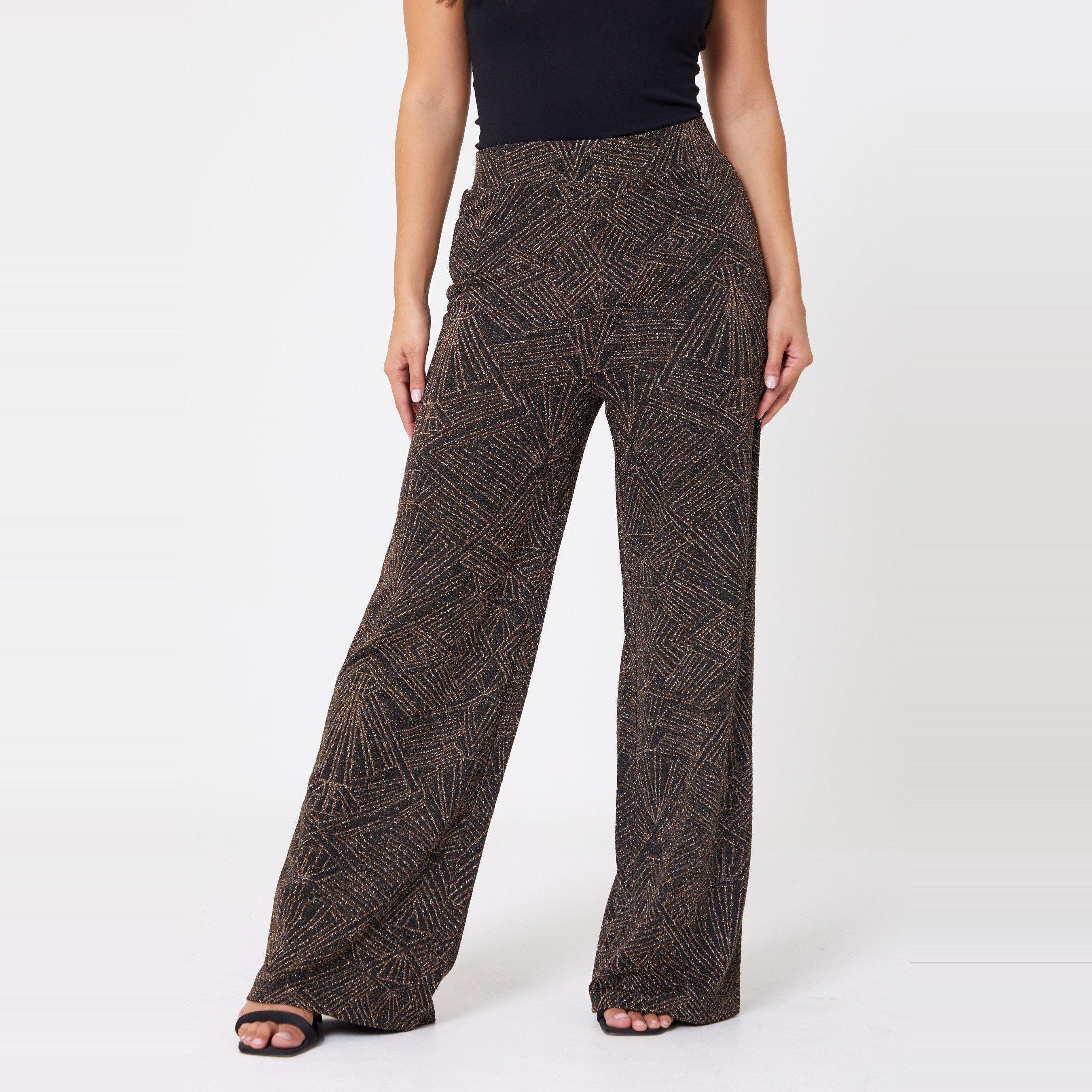 Gold/ Silver - Be You - Women's Lurex Straight Leg Trouser - 1