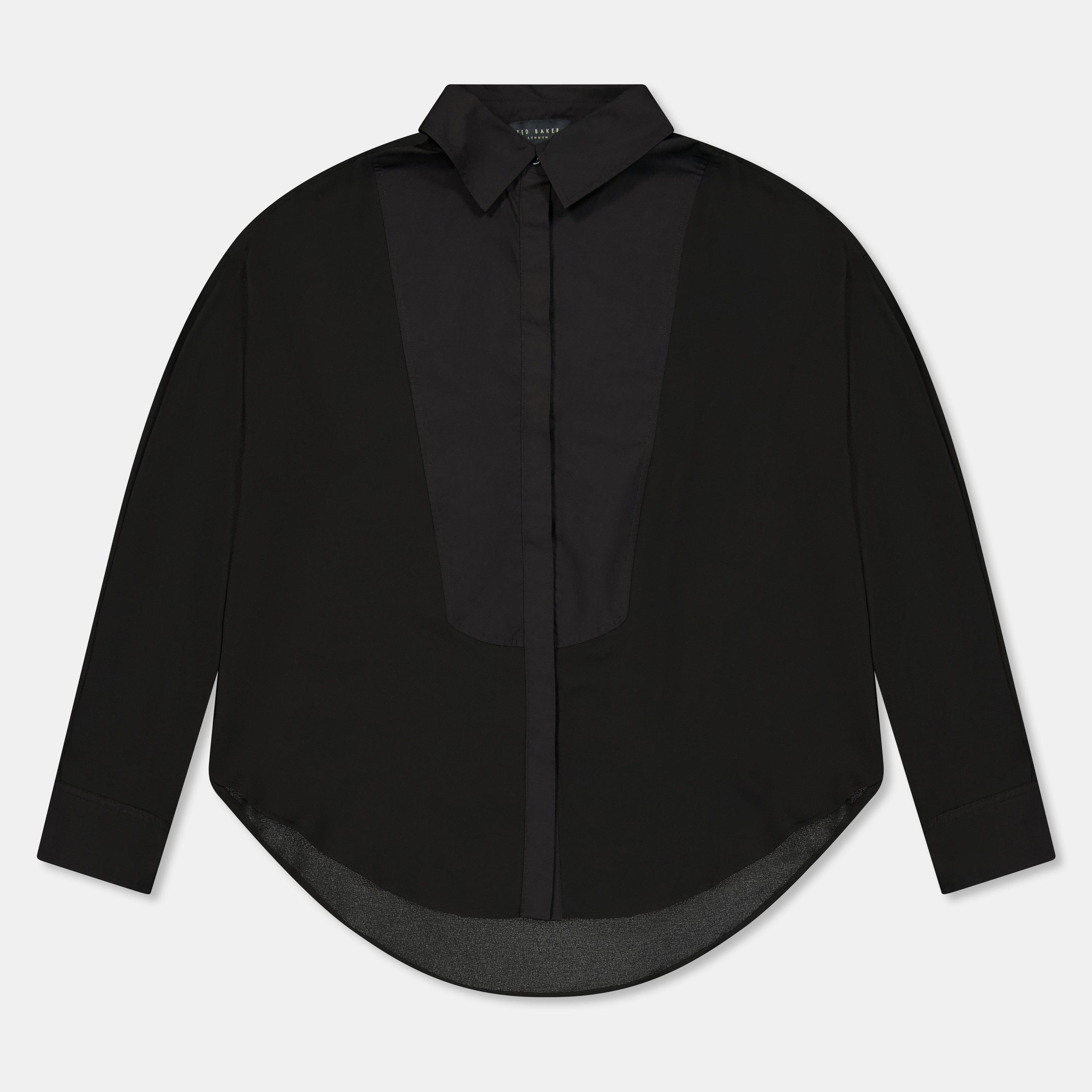 Schwarz - Ted Baker - Chiffon Bib Long-Sleeve Blouse - 1