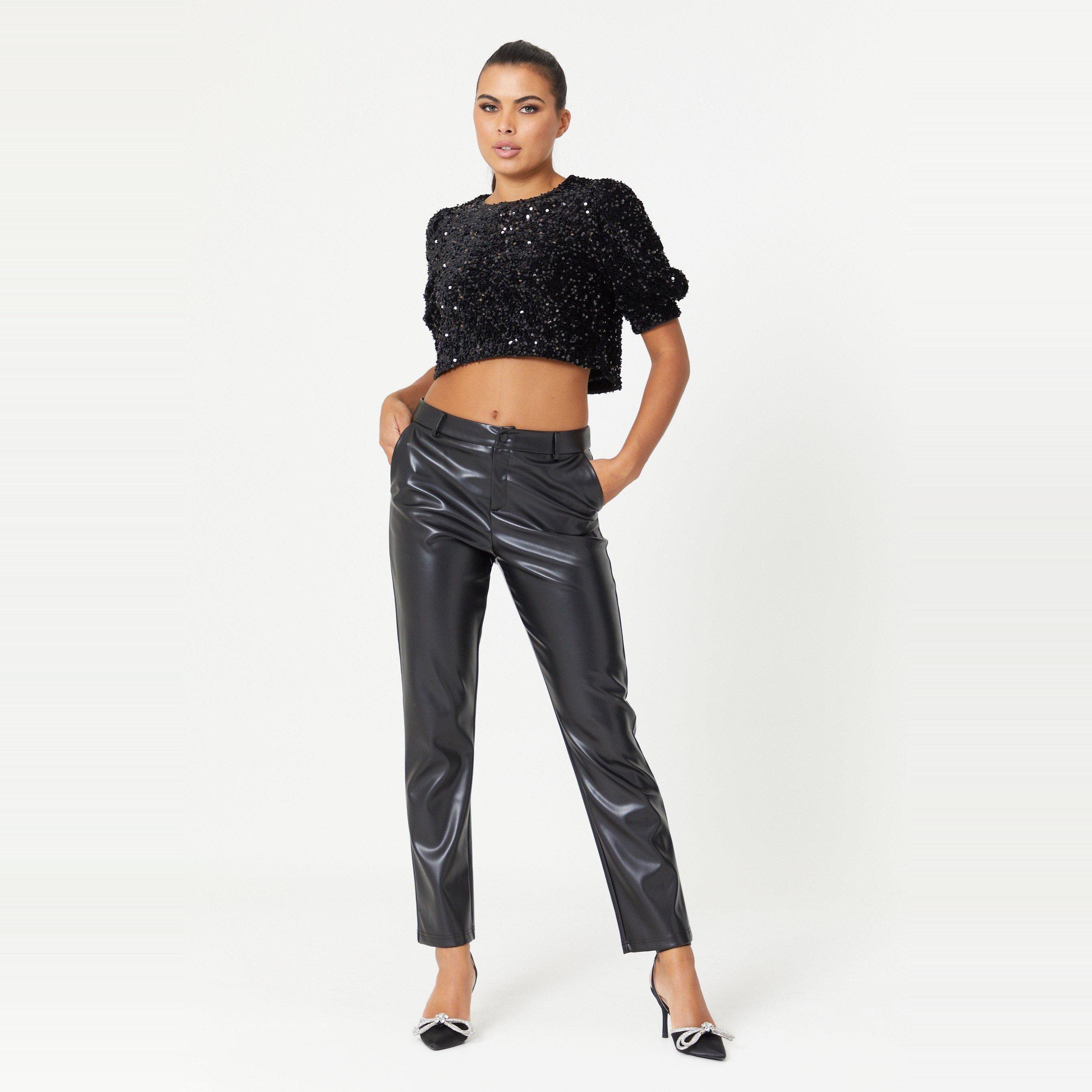 Black - Be You - Sequin Crop Top Womens - 3
