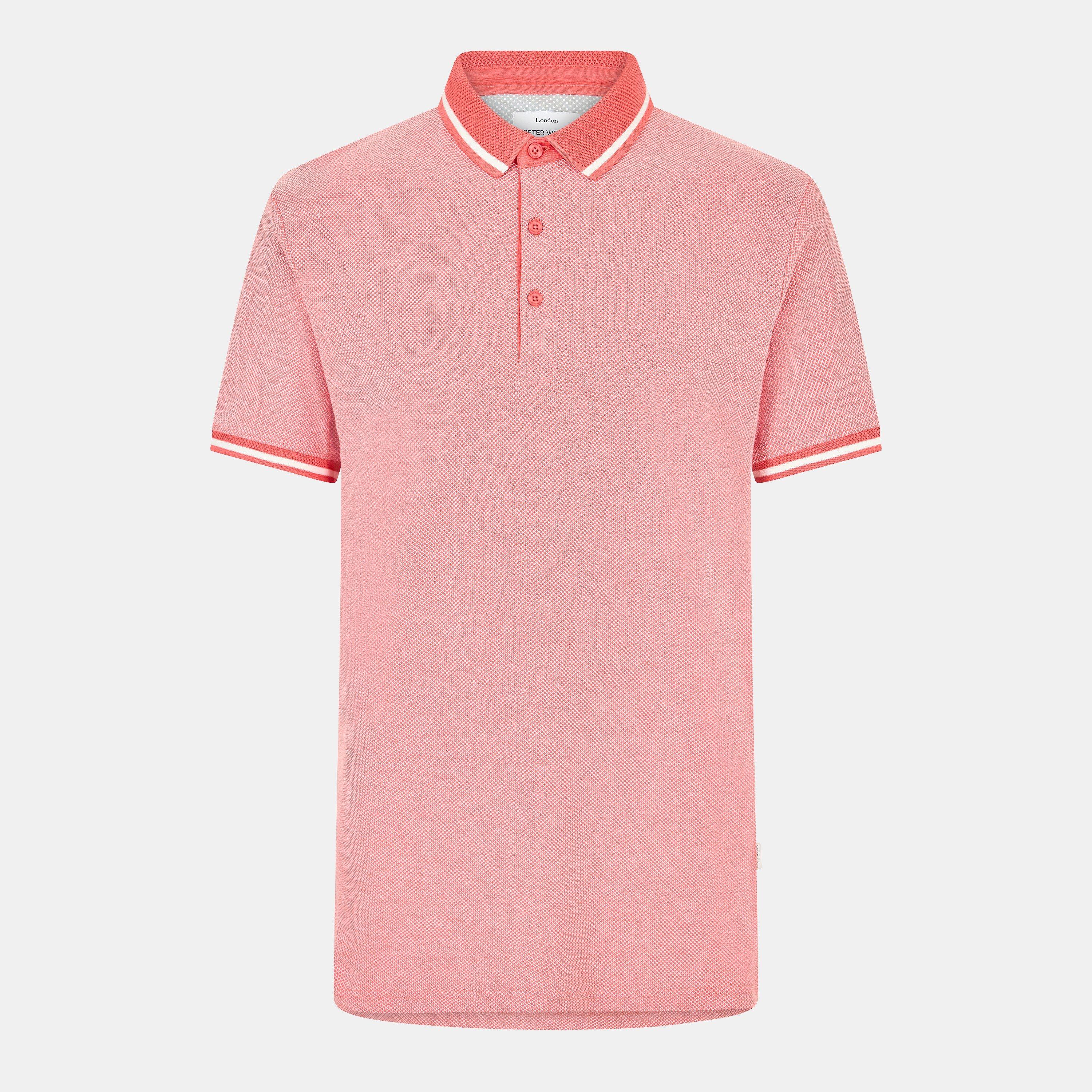 Pink - Peter Werth - Men's Arragon Short Sleeve Polo Shirt - 1