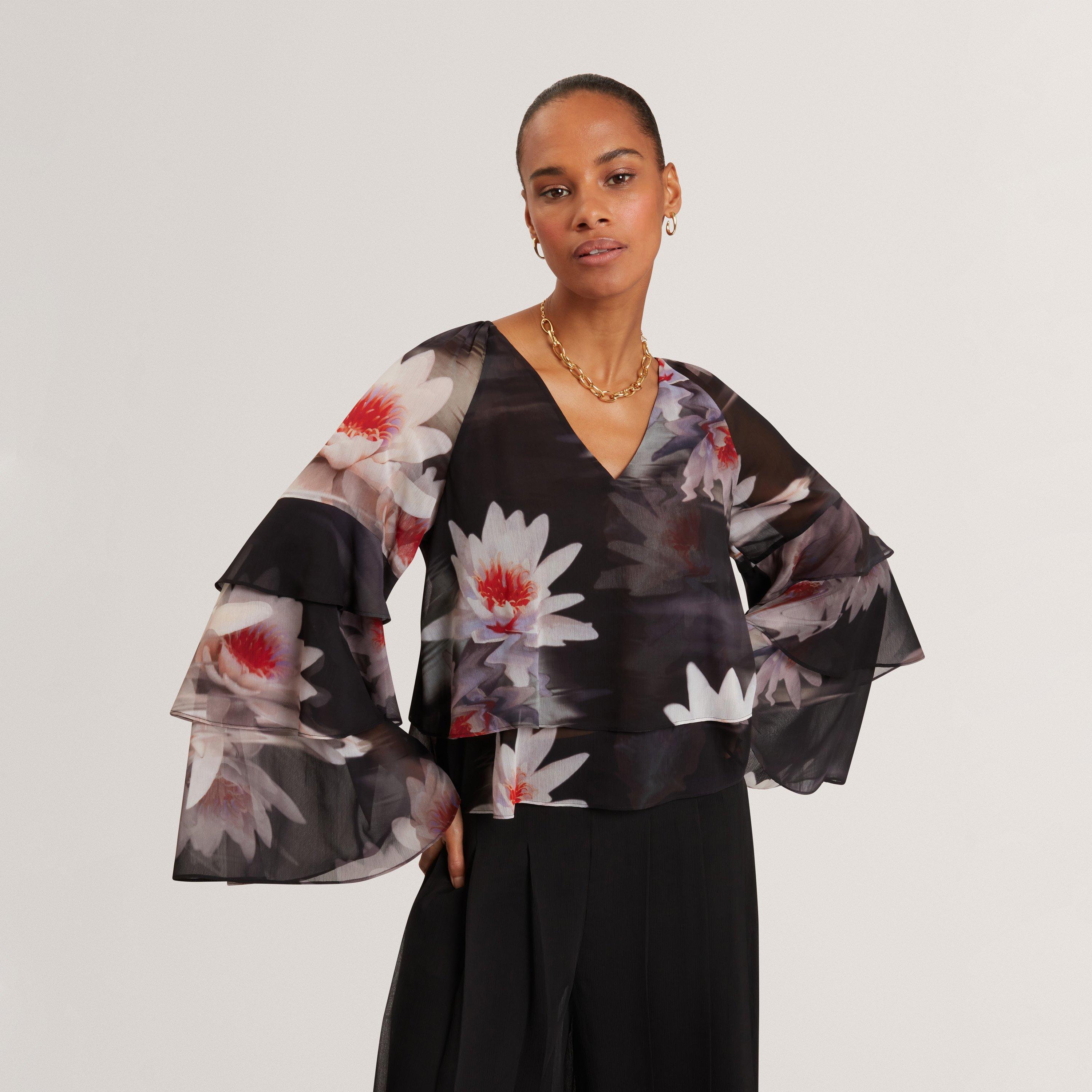 Black - Ted Baker - Ted VNk LS RuffleTop Ld62 - 2