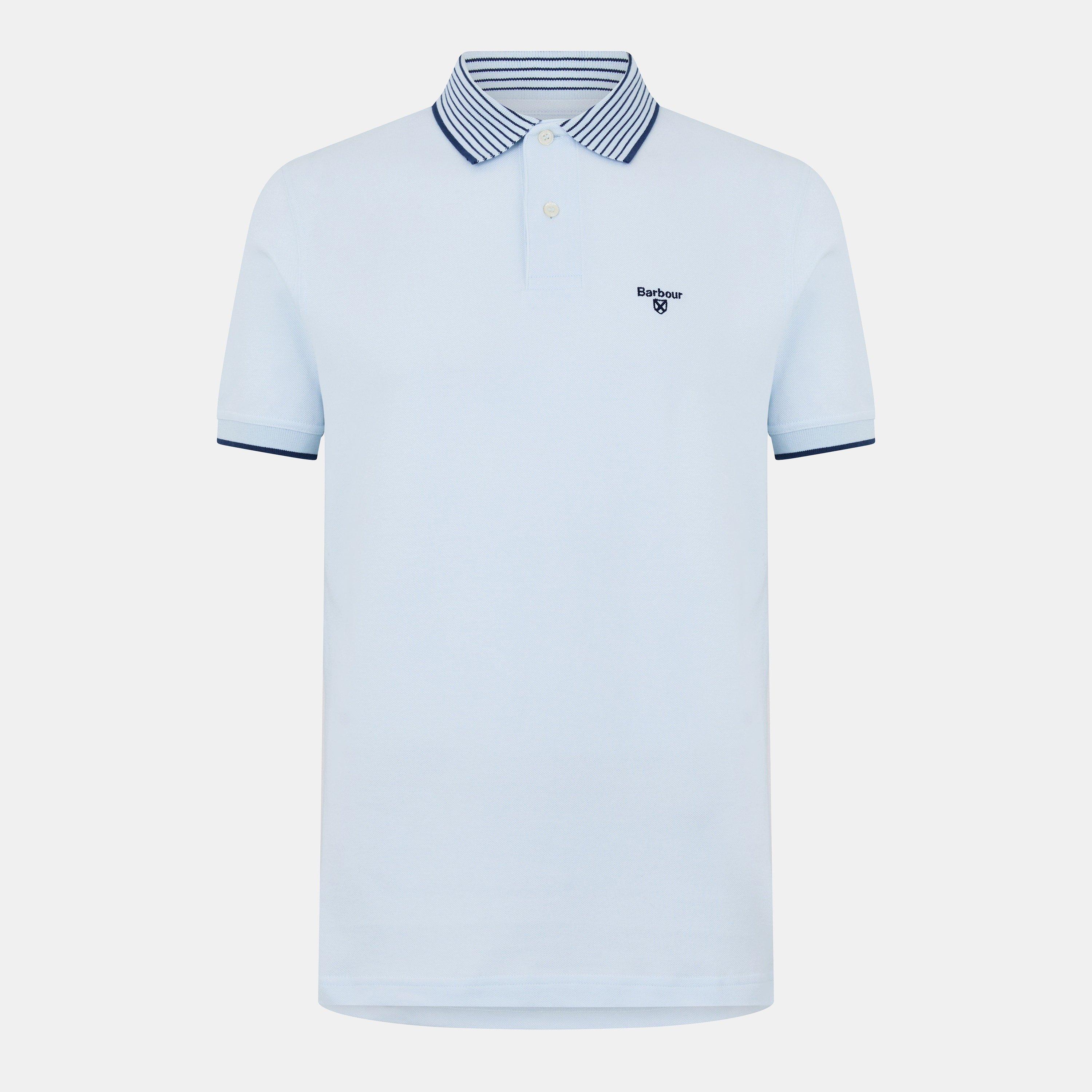 Barbour Men's Denwick Short Sleeve Tailored Fit Polo Shirt - Bleach Bl Bu28 - S