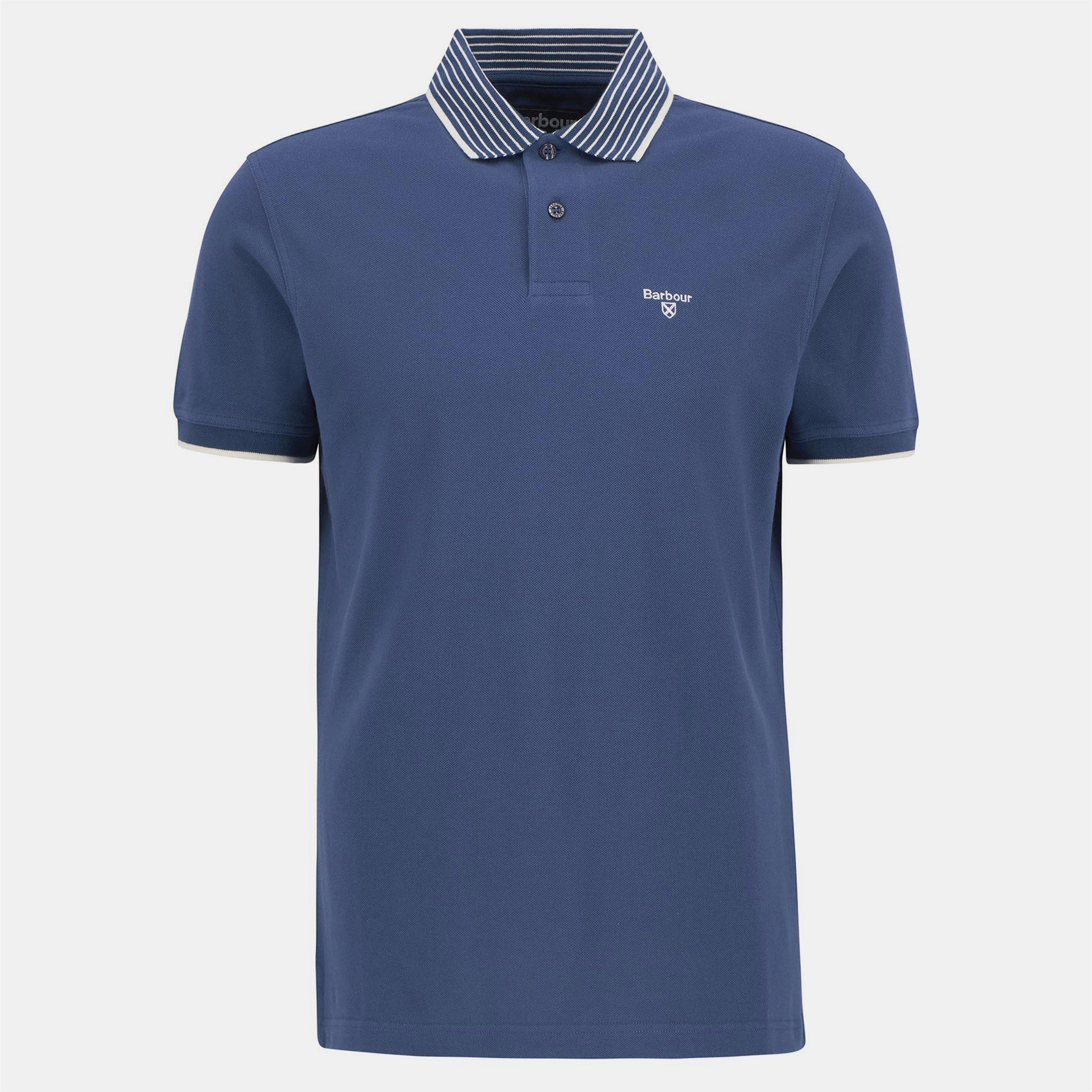 Barbour Men's Denwick Short Sleeve Tailored Fit Polo Shirt - Dark Denim Ny38 - S