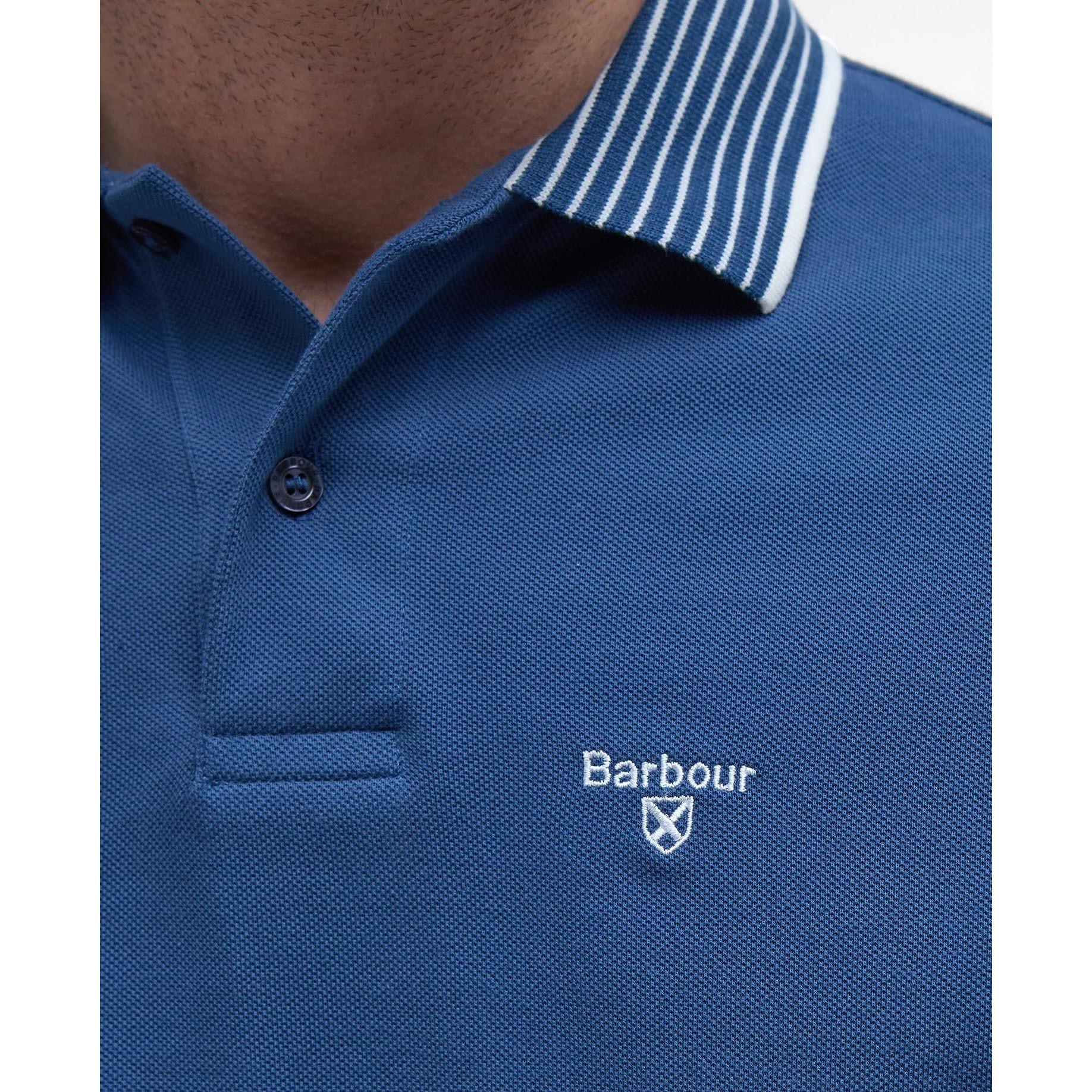 Dark Denim NY38 - Barbour - Men's Denwick Short Sleeve Tailored Fit Polo Shirt - 4