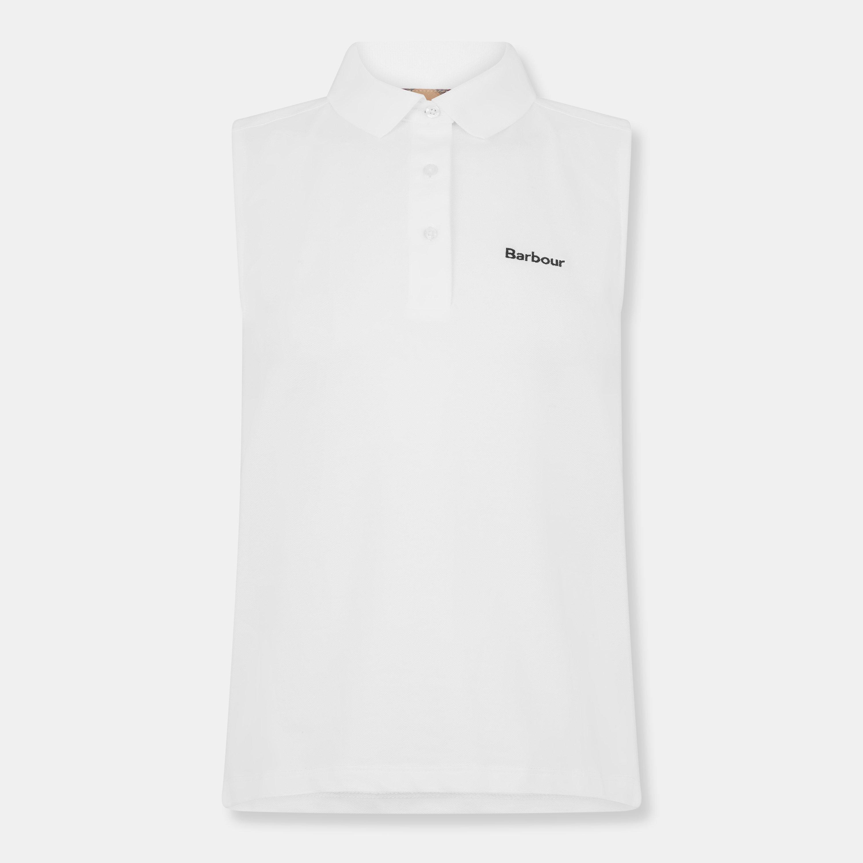 Barbour Bowford Sleeveless Polo Shirt - White - Size 16 (XL)