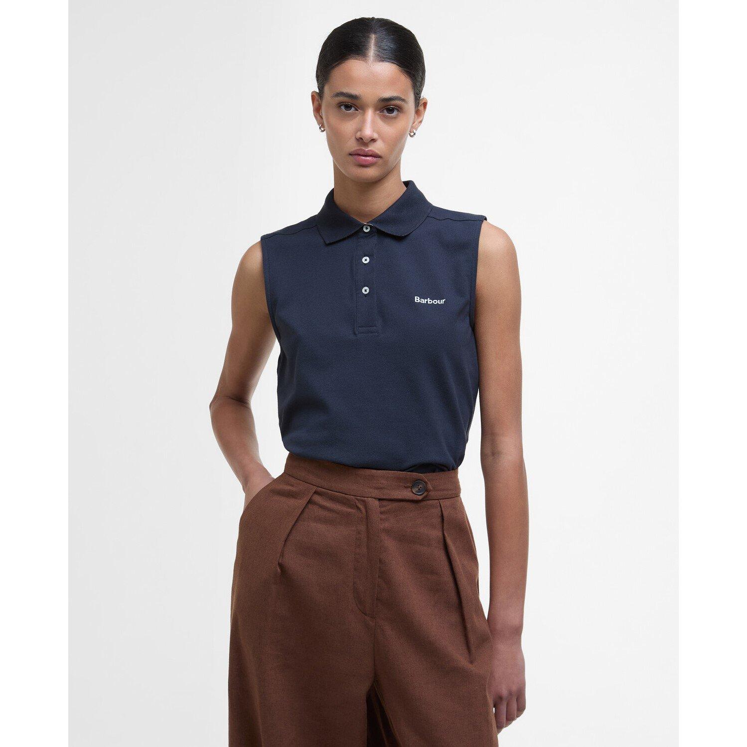 Navy - Barbour - Bowford Sleeveless Polo Shirt - 2