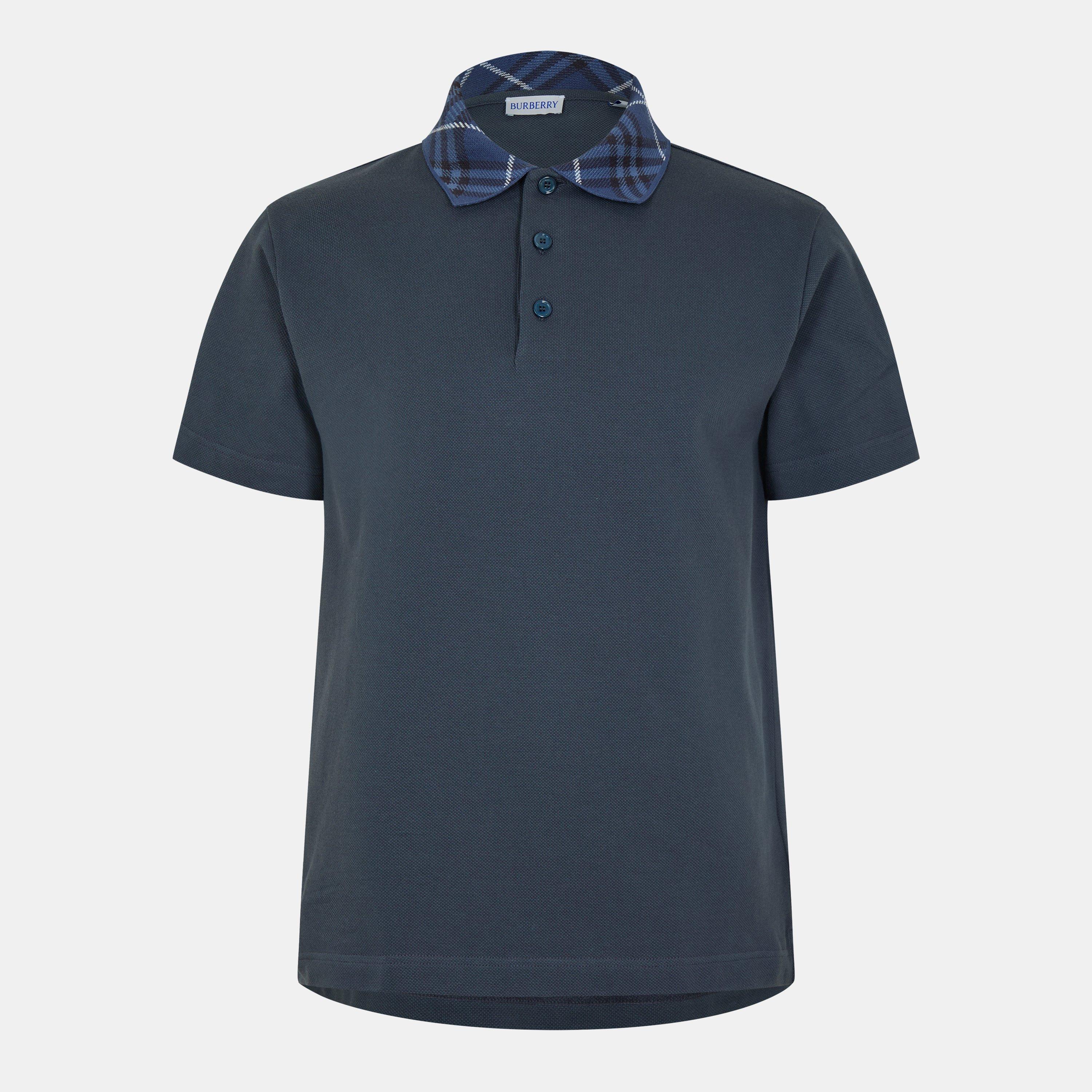 Burberry Men's Check Short Sleeve Polo Shirt - Magnet - S
