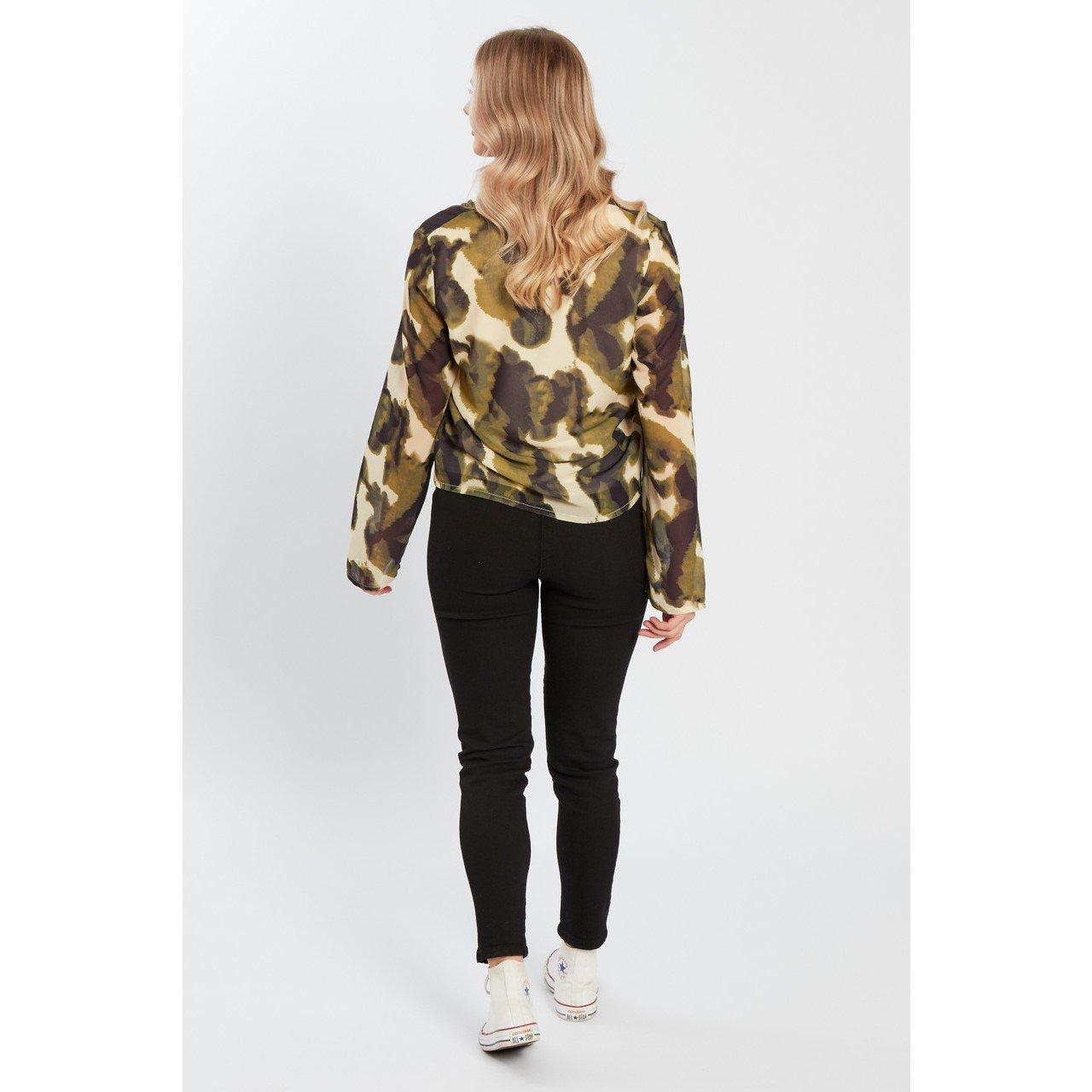 Green - Influence - Tie-Sleeve Long-Sleeve Blouse - 2