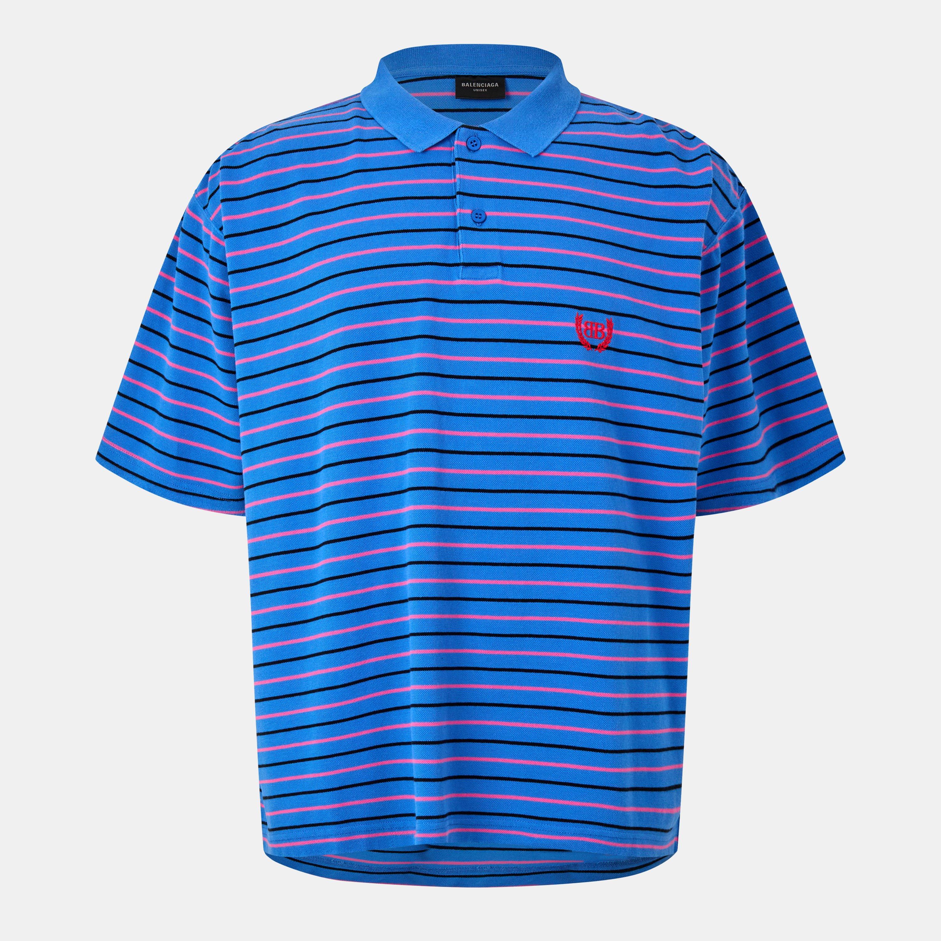 Blue/Pink - Balenciaga - Men's Regular Short Sleeve Polo Shirt - 1