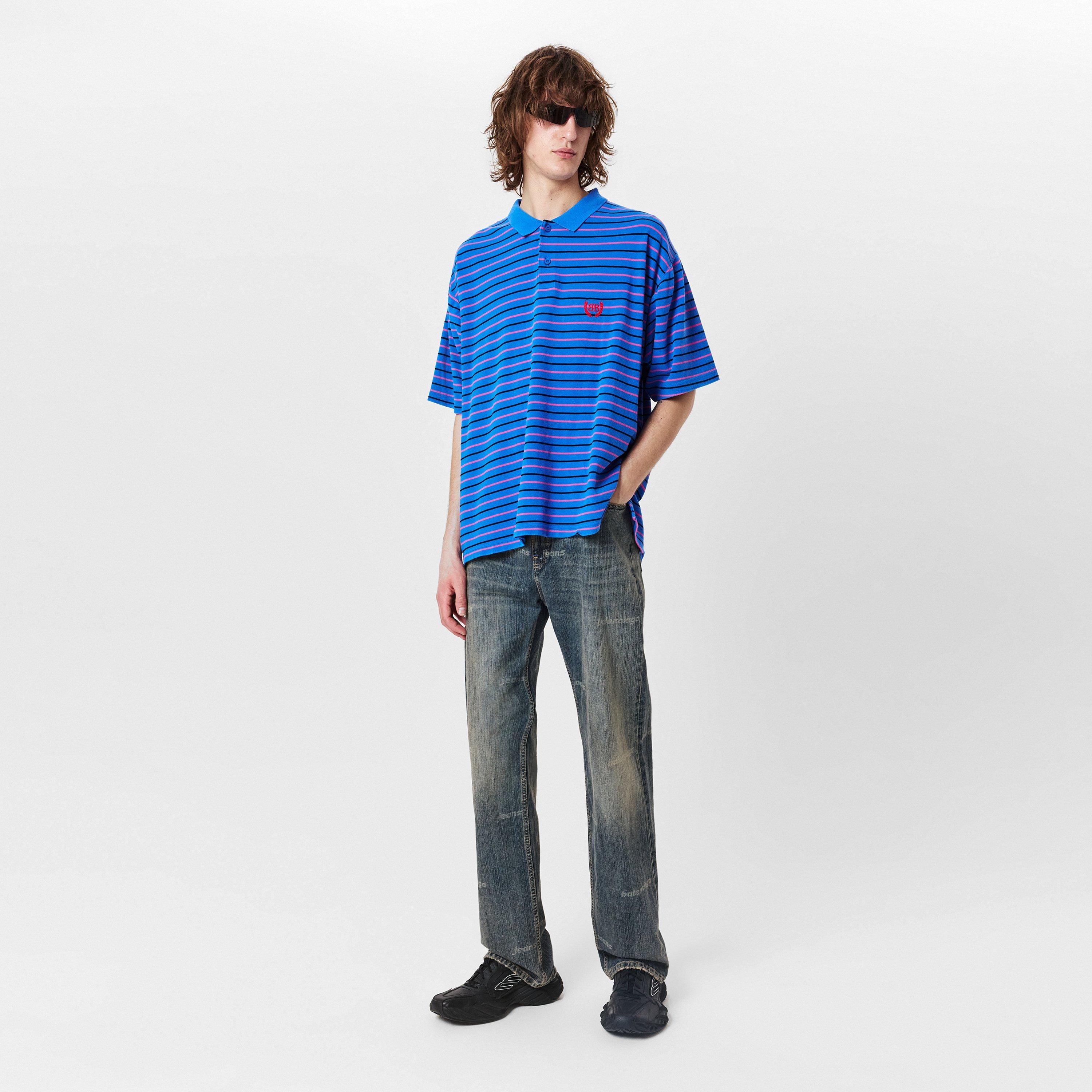 Blue/Pink - Balenciaga - Men's Regular Short-Sleeve Polo Shirt - 6