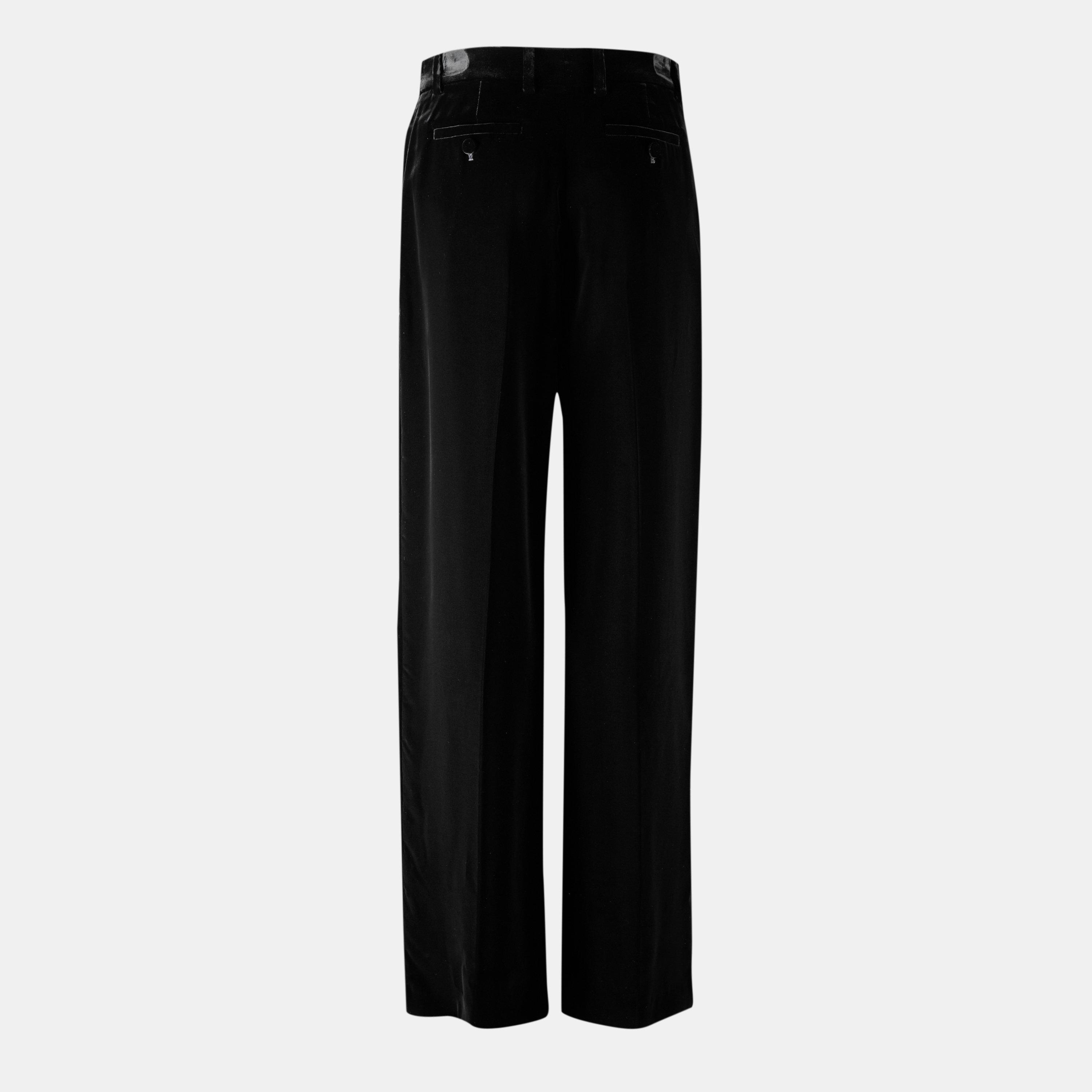 Black - Alexander McQueen - Women's Alex Velvet Straight Leg Trouser - 2