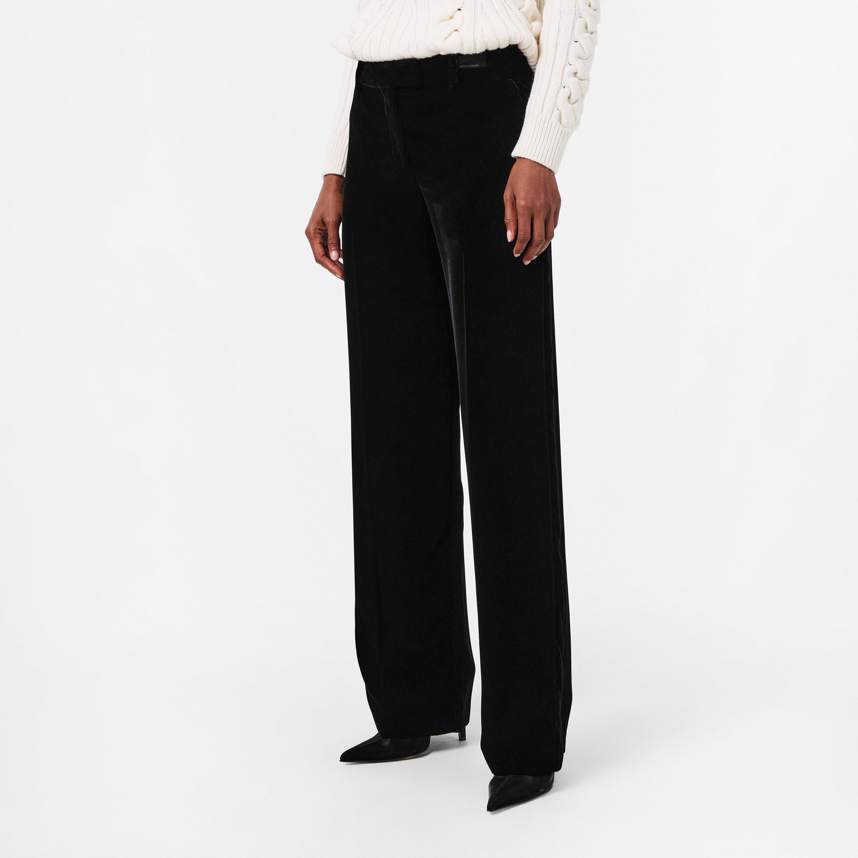 Black - Alexander McQueen - Women's Alex Velvet Straight Leg Trouser - 3