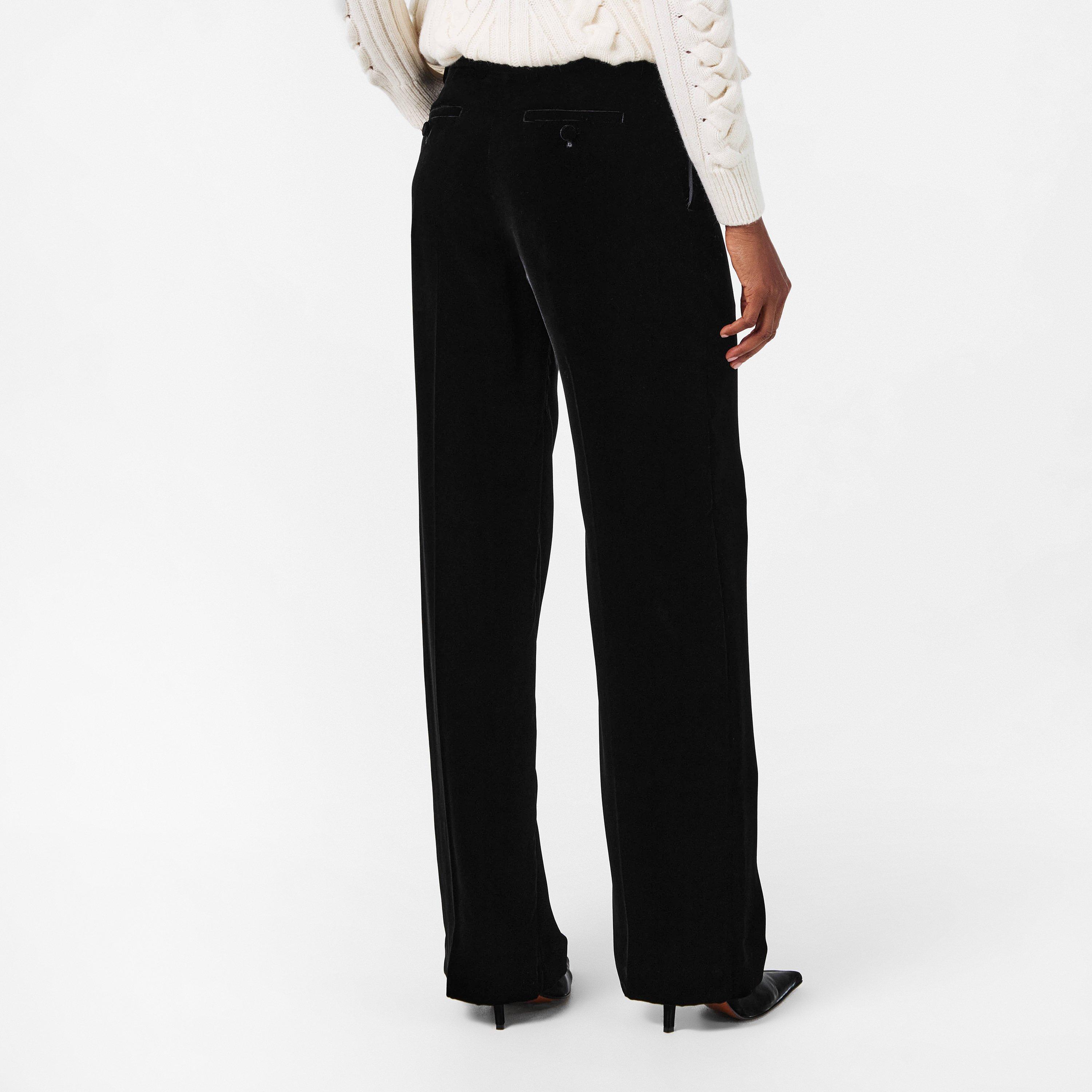 Black - Alexander McQueen - Women's Alex Velvet Straight Leg Trouser - 4