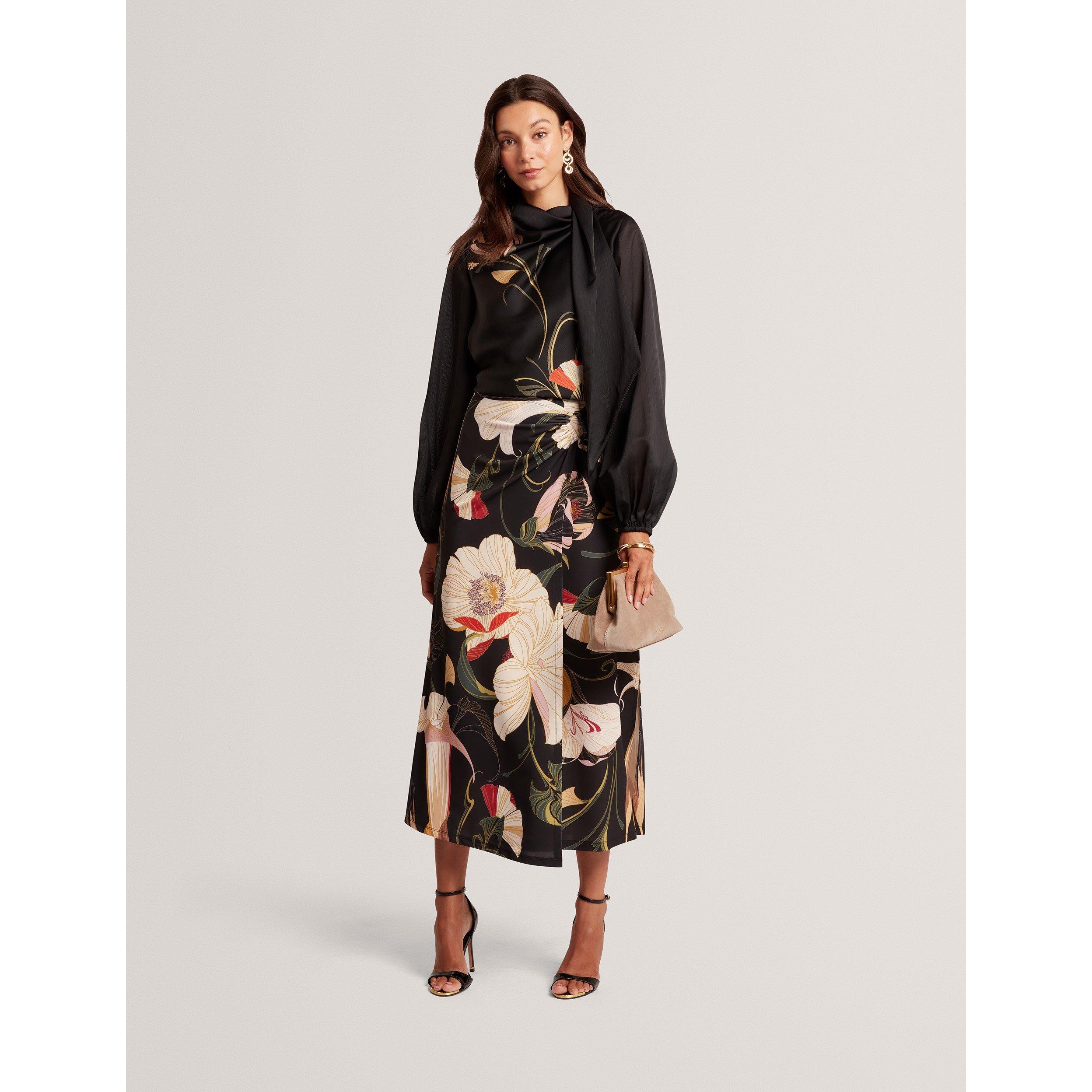 Noir - Ted Baker - Women's Tie Neck Long-Sleeve Blouse - 5