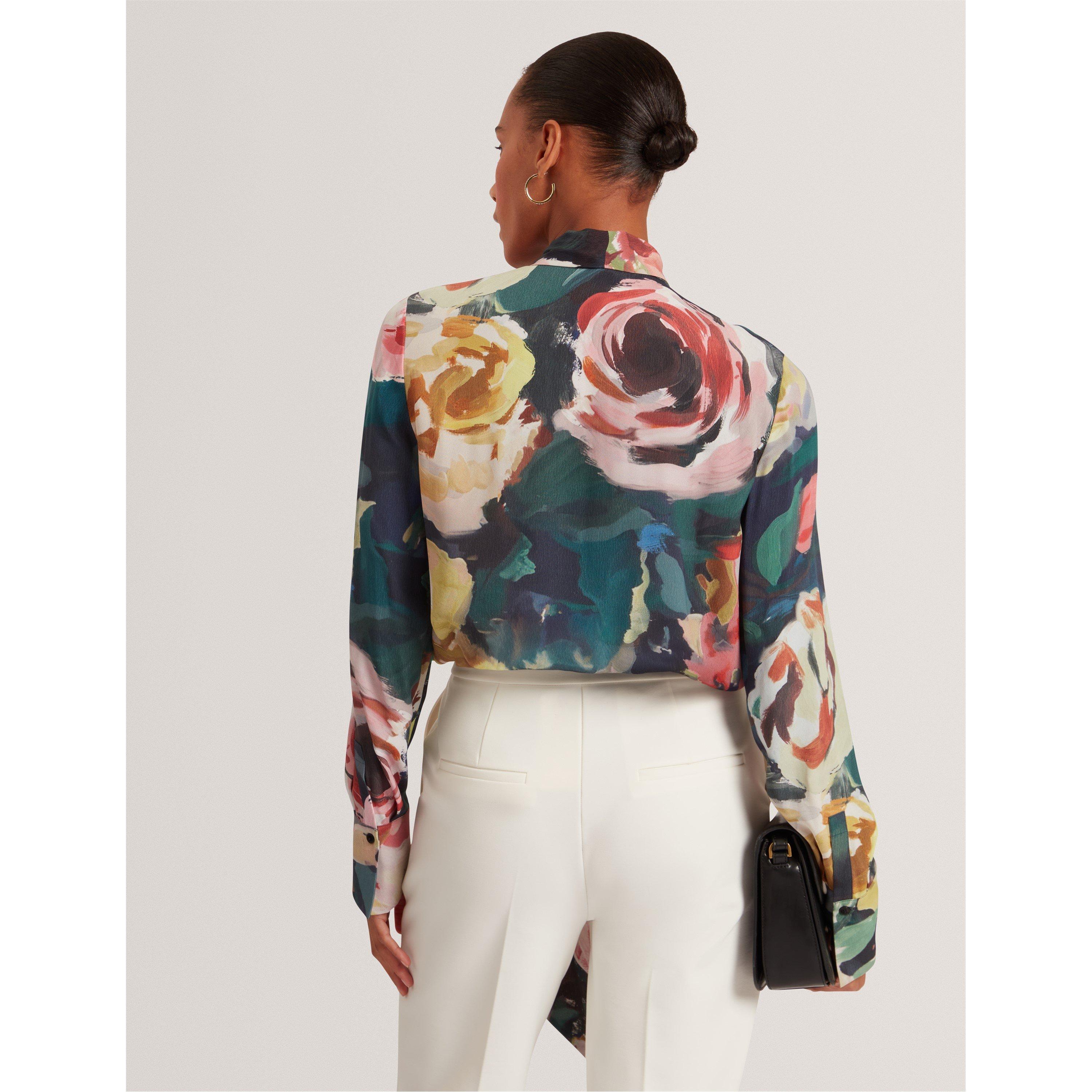 Marine - Ted Baker - Women's Tie Neck Long-Sleeve Blouse - 3