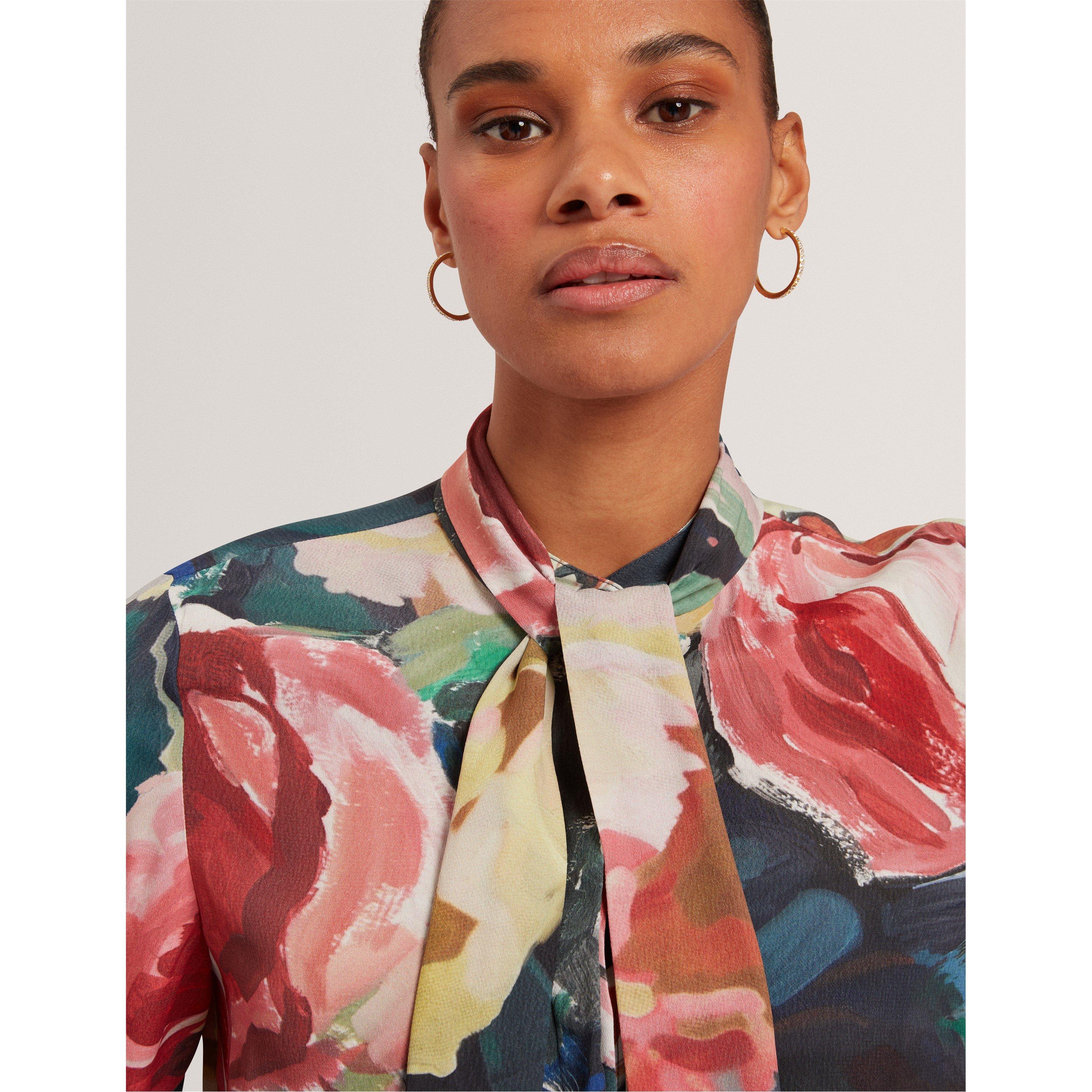 Marine - Ted Baker - Women's Tie Neck Long-Sleeve Blouse - 4