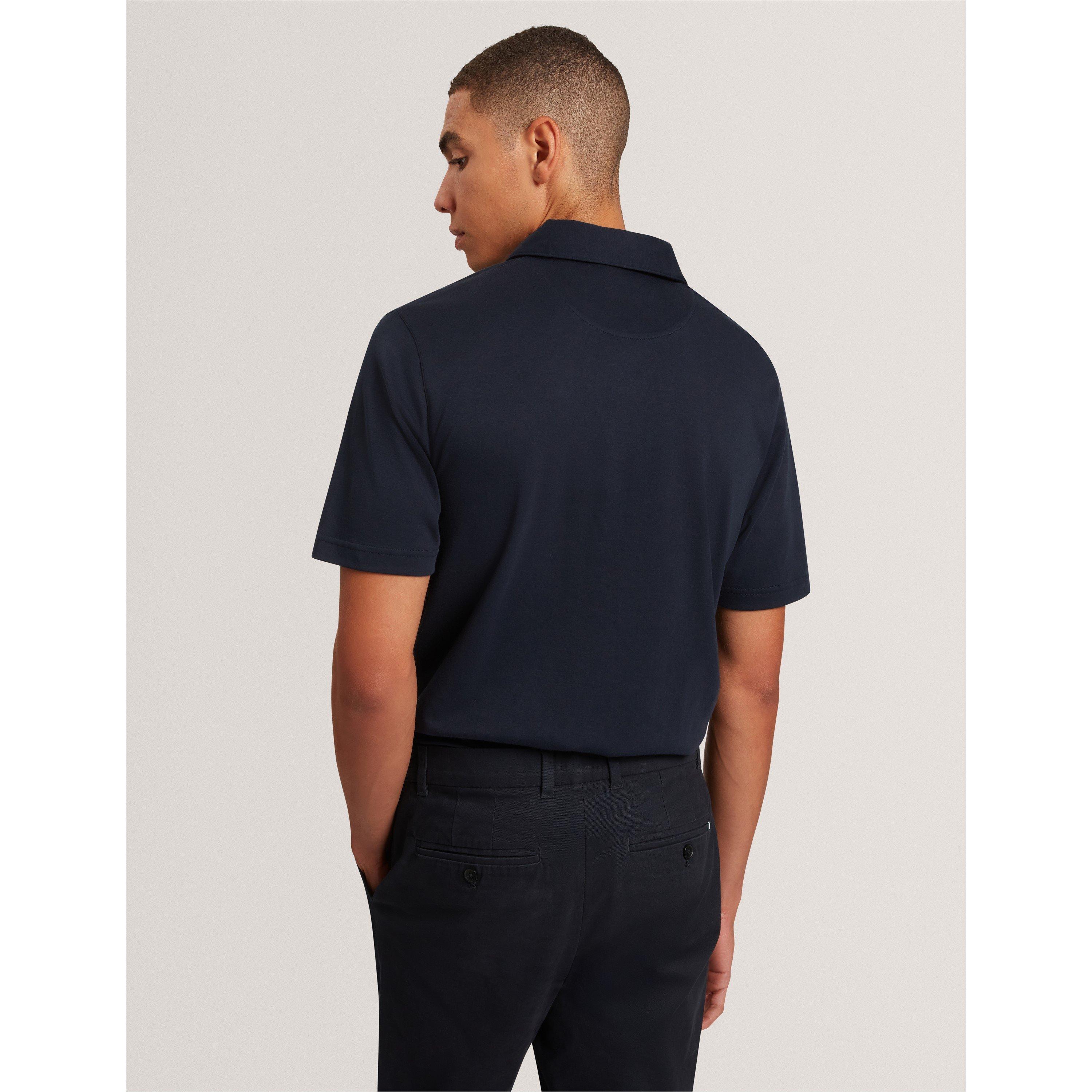 Navy - Ted Baker - Men's Mercerised Short Sleeve Polo Shirt - 4
