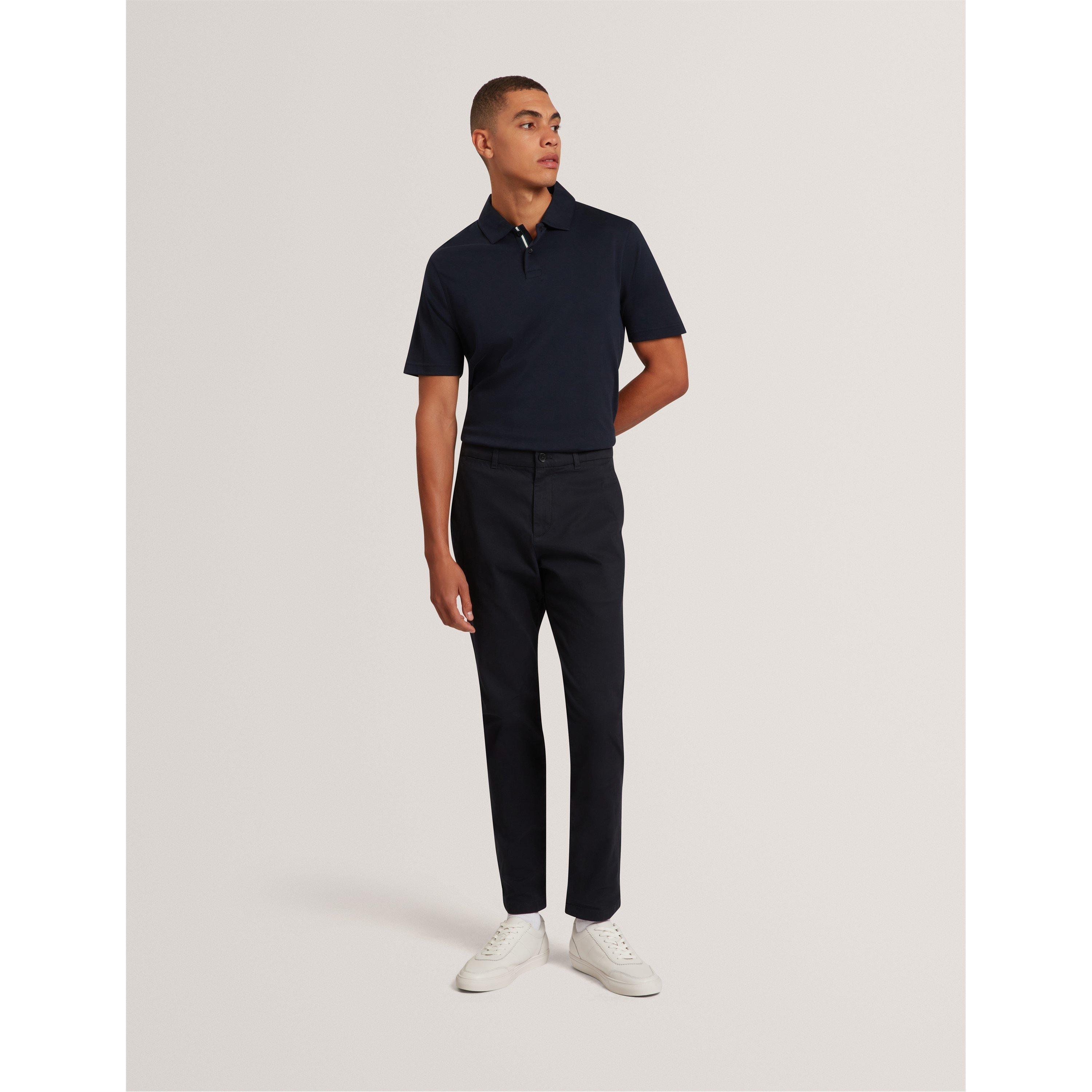 Navy - Ted Baker - Men's Mercerised Short Sleeve Polo Shirt - 6