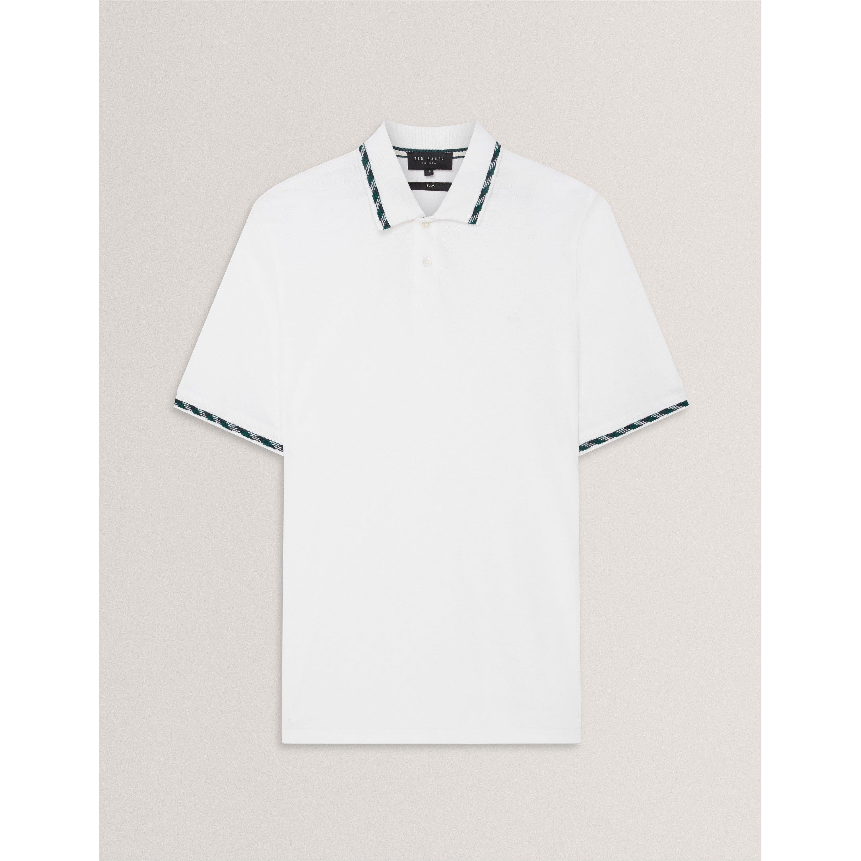 Ted Baker Men's Jacquard Short-Sleeve Polo Shirt - White - S (2)